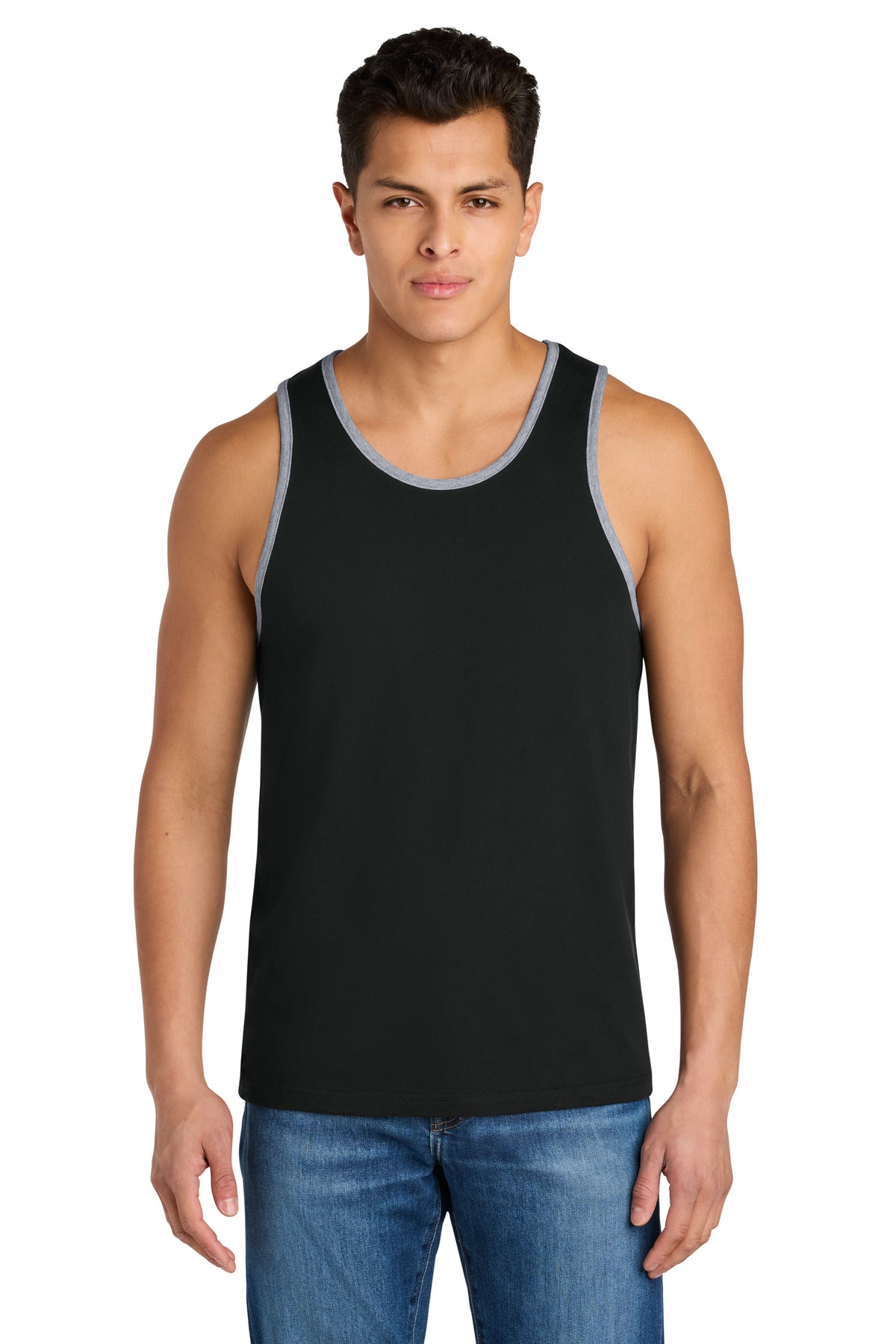 Next Level Apparel Cotton Muscle Tank NL3633 in Black/ Heather Gray