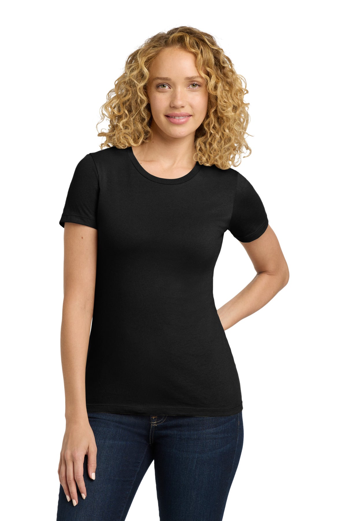 Next Level Apparel Women's Cotton Tee. NL3900 in Black