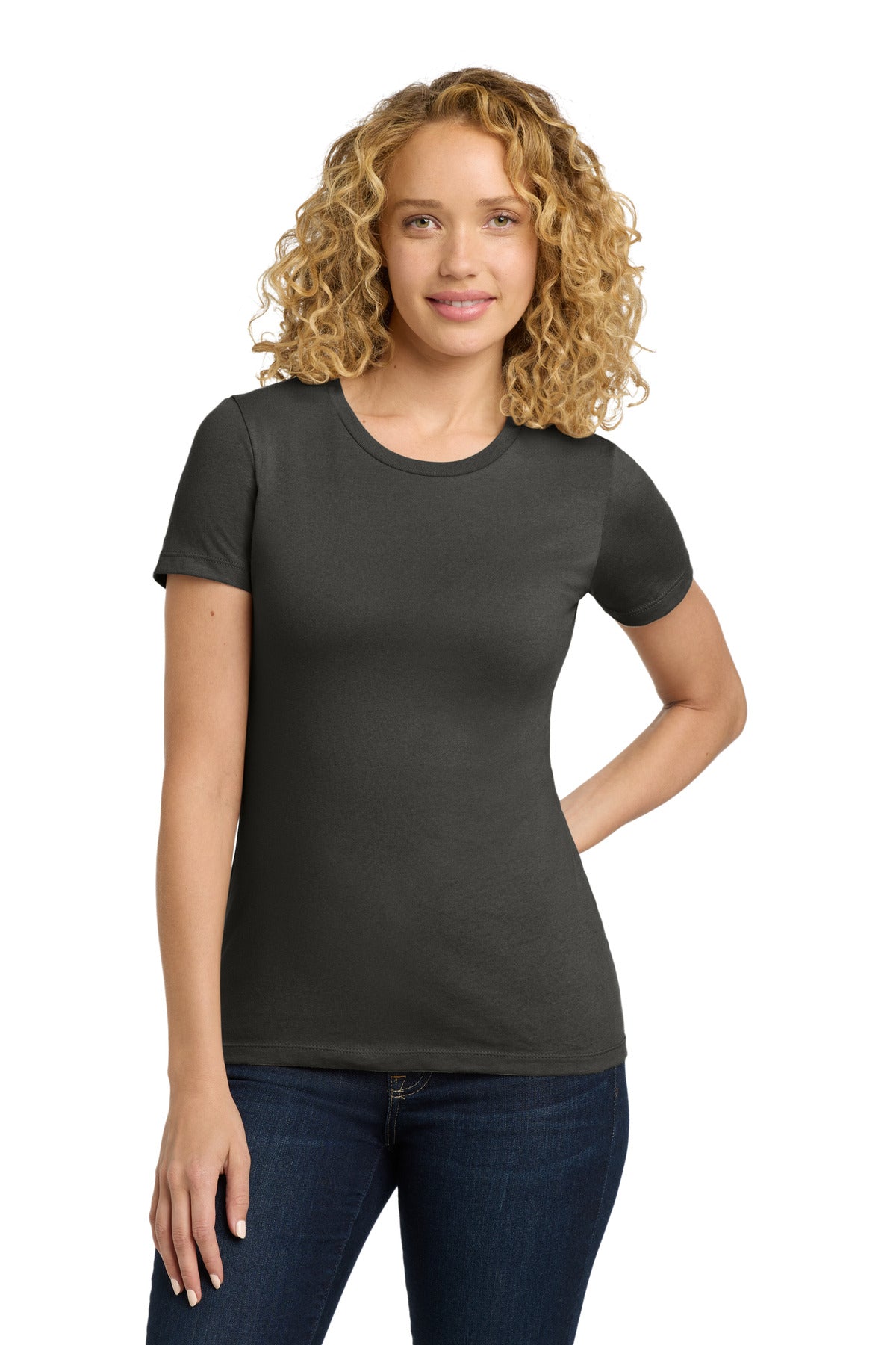 Next Level Apparel Women's Cotton Tee. NL3900 in Heavy Metal