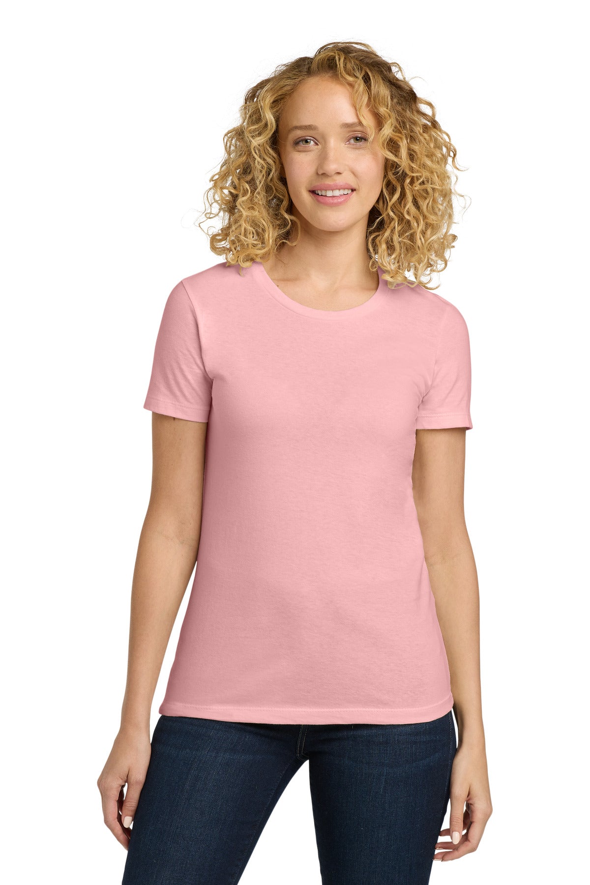 Next Level Apparel Women's Cotton Tee. NL3900 in Light Pink