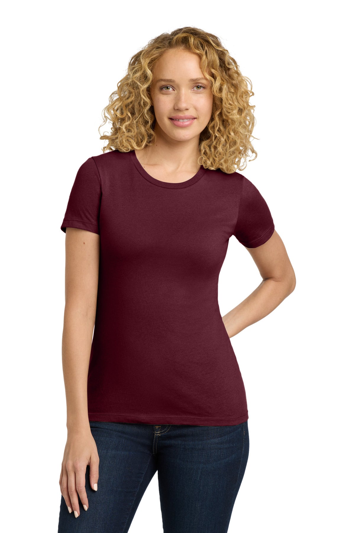 Next Level Apparel Women's Cotton Tee. NL3900 in Maroon