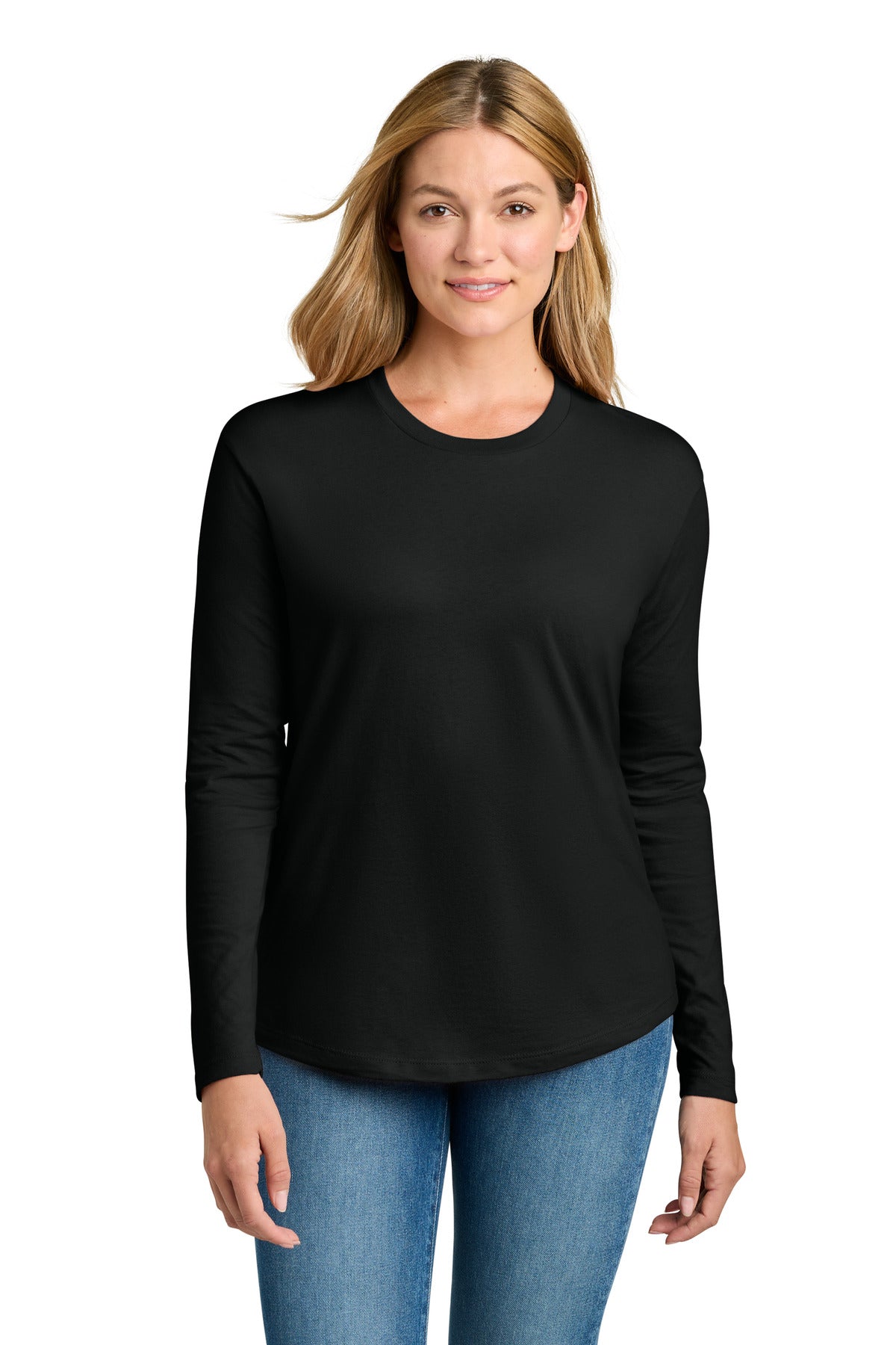 Next Level Apparel Women's Cotton Relaxed Long Sleeve Tee NL3911 in Black