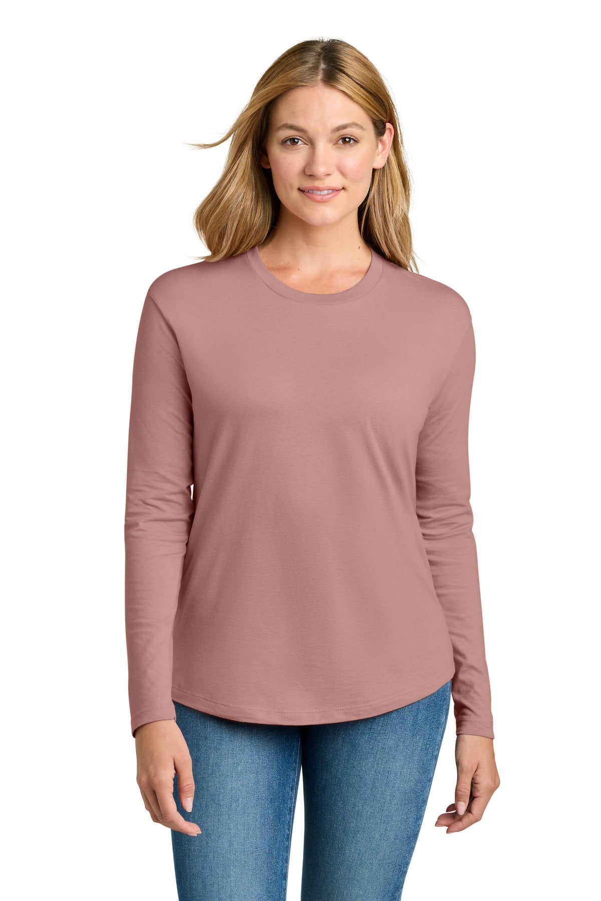 Next Level Apparel Women's Cotton Relaxed Long Sleeve Tee NL3911 in Desert Pink