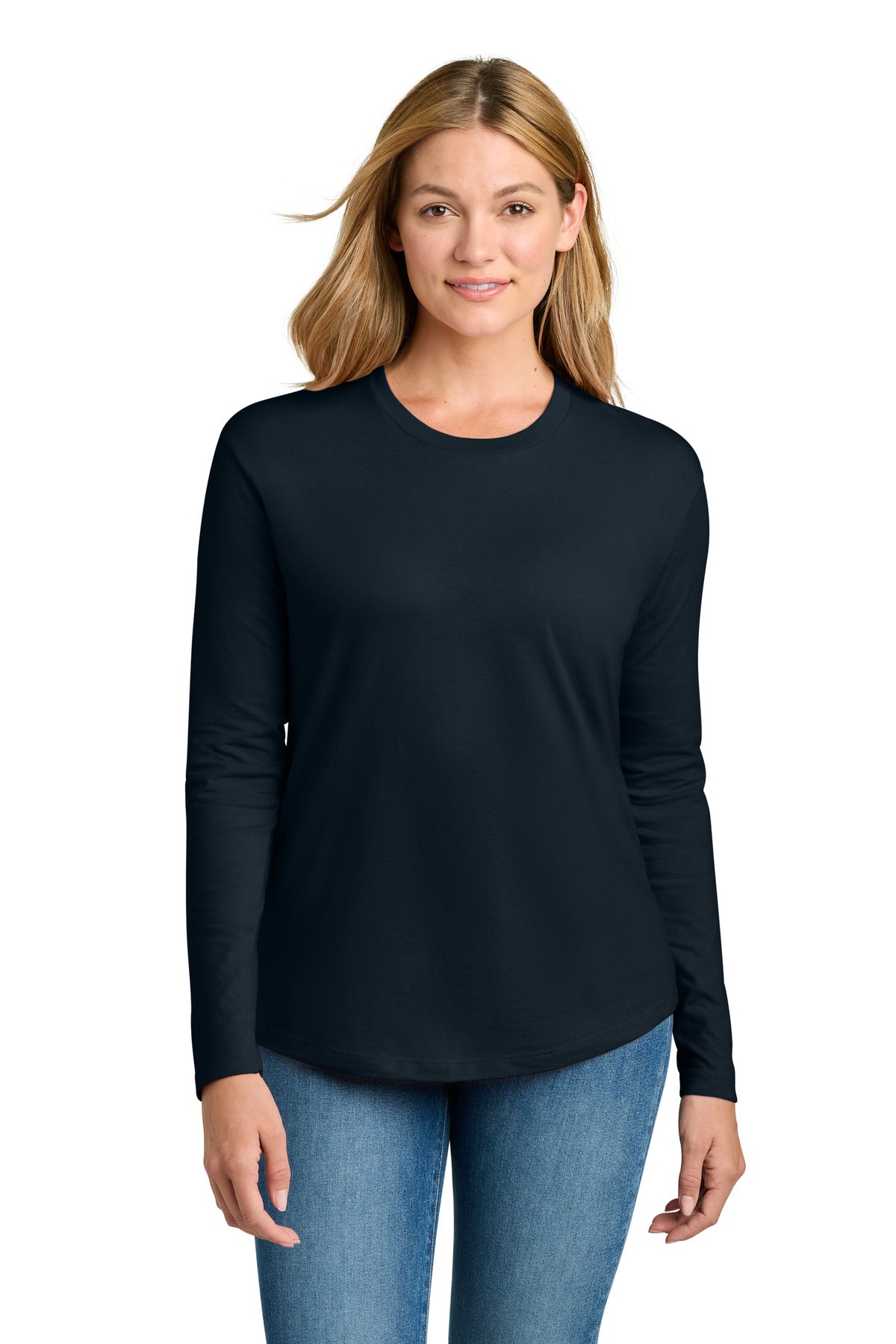 Next Level Apparel Women's Cotton Relaxed Long Sleeve Tee NL3911 in Midnight Navy