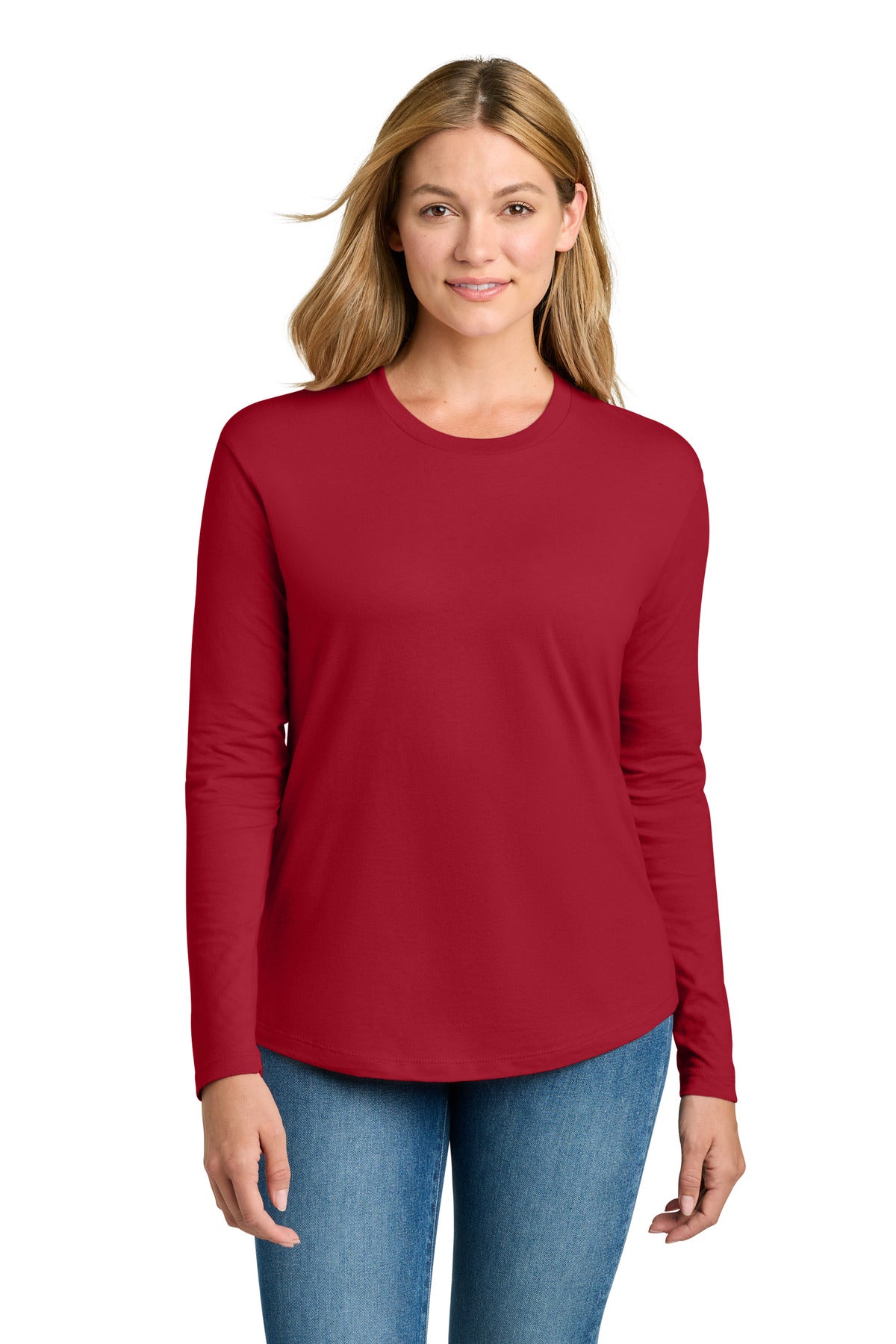 Next Level Apparel Women's Cotton Relaxed Long Sleeve Tee NL3911 in Red