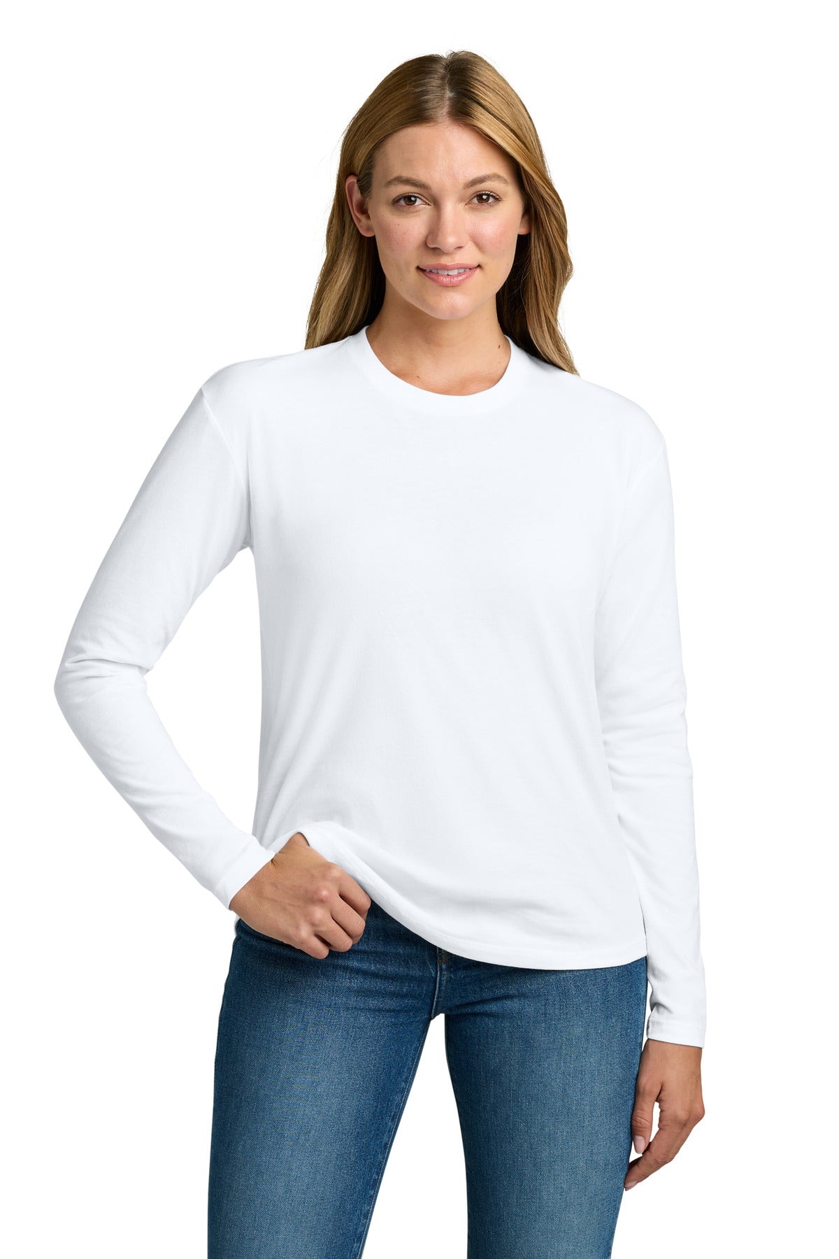Next Level Apparel Women's Cotton Relaxed Long Sleeve Tee NL3911 in White