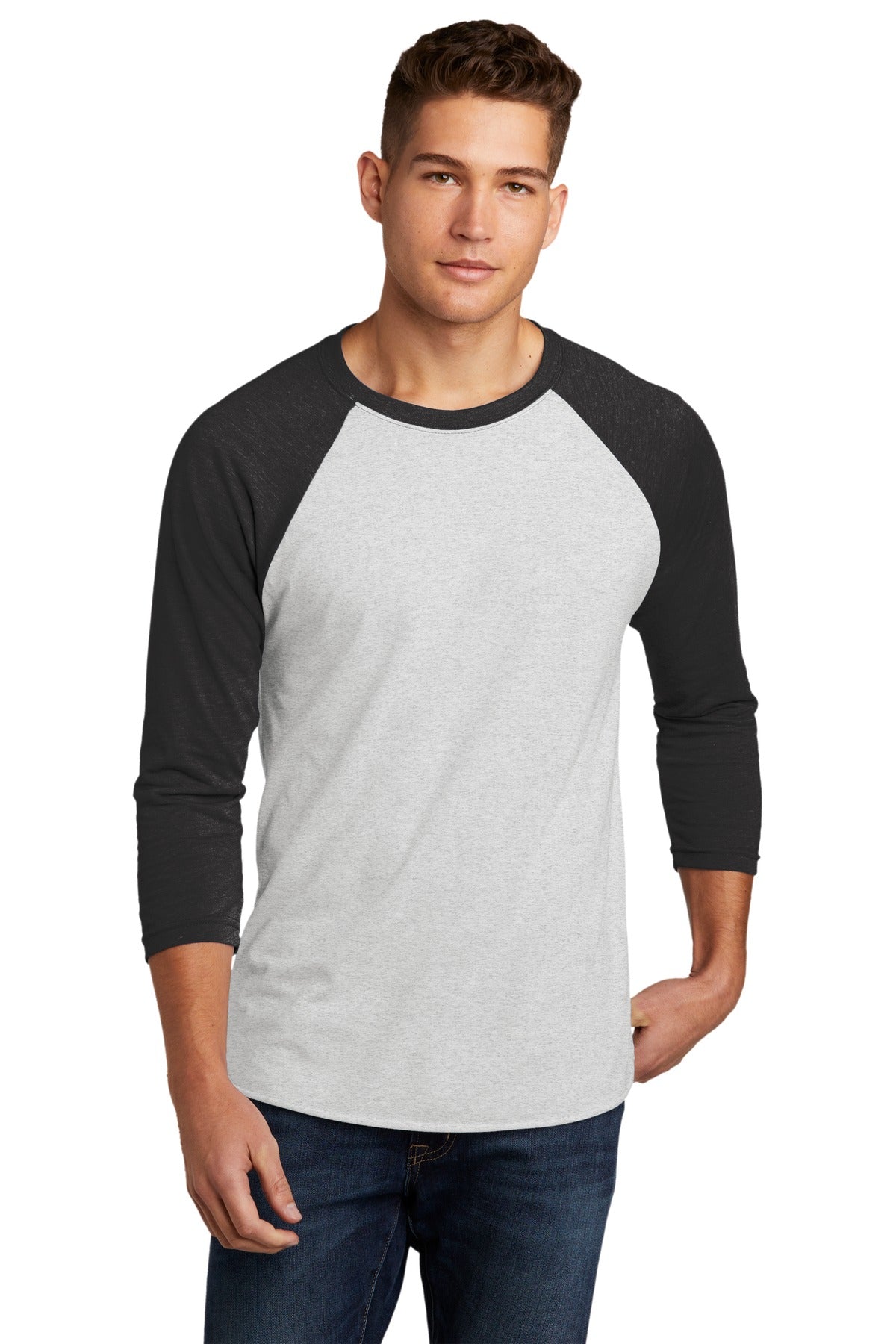 Next Level Apparel   Adult Tri-Blend 3/4-Sleeve Raglan Tee. NL6051 in VTG Black/ Hthr White