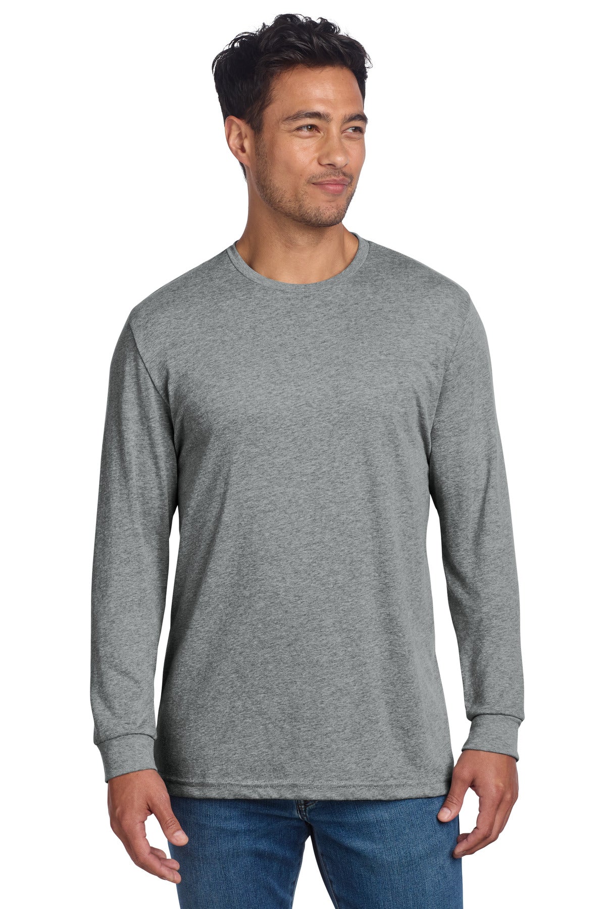Next Level Apparel Adult CVC Long Sleeve Tee NL6211 in Dark Heather Grey