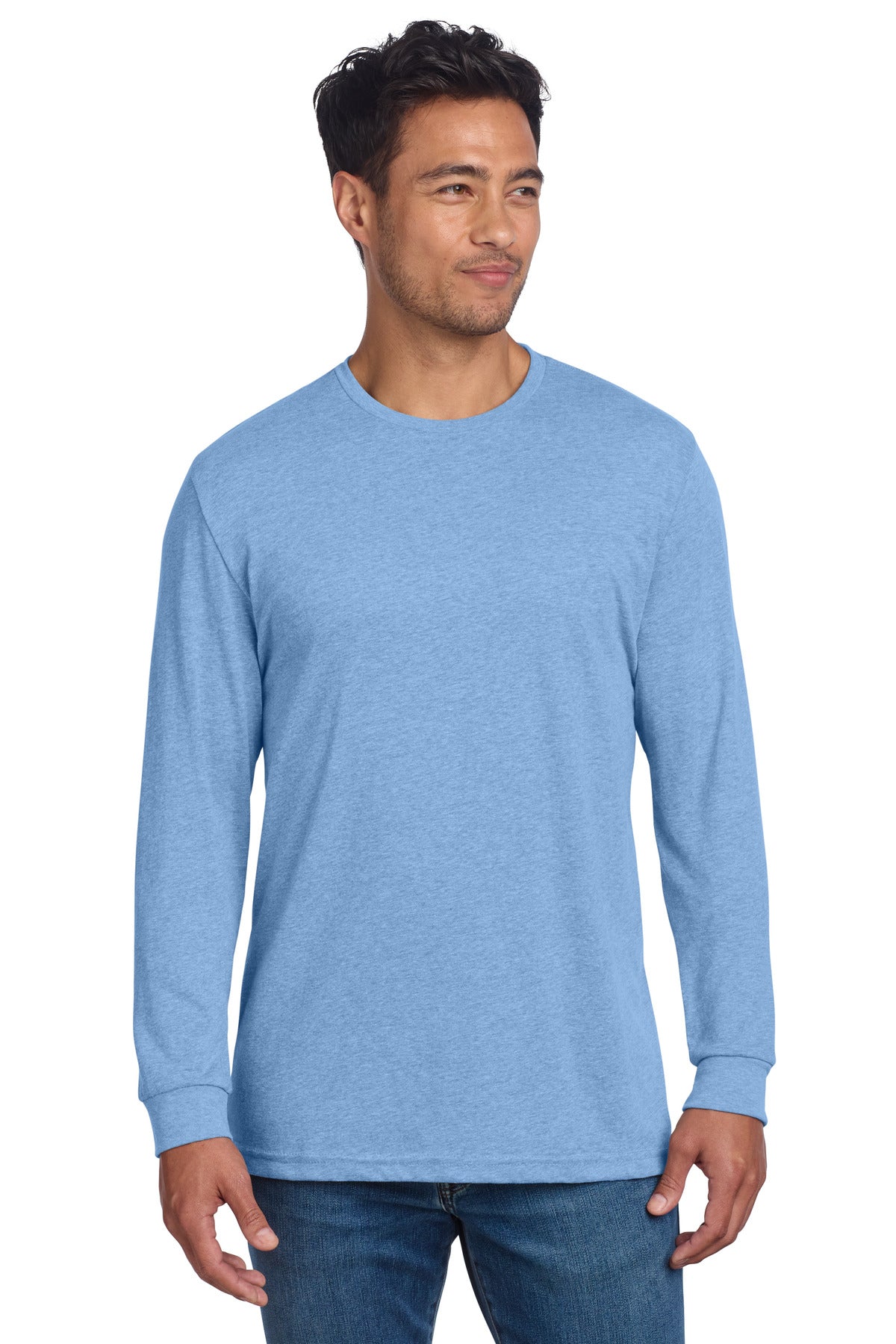 Next Level Apparel Adult CVC Long Sleeve Tee NL6211 in Heather Columbia Blue
