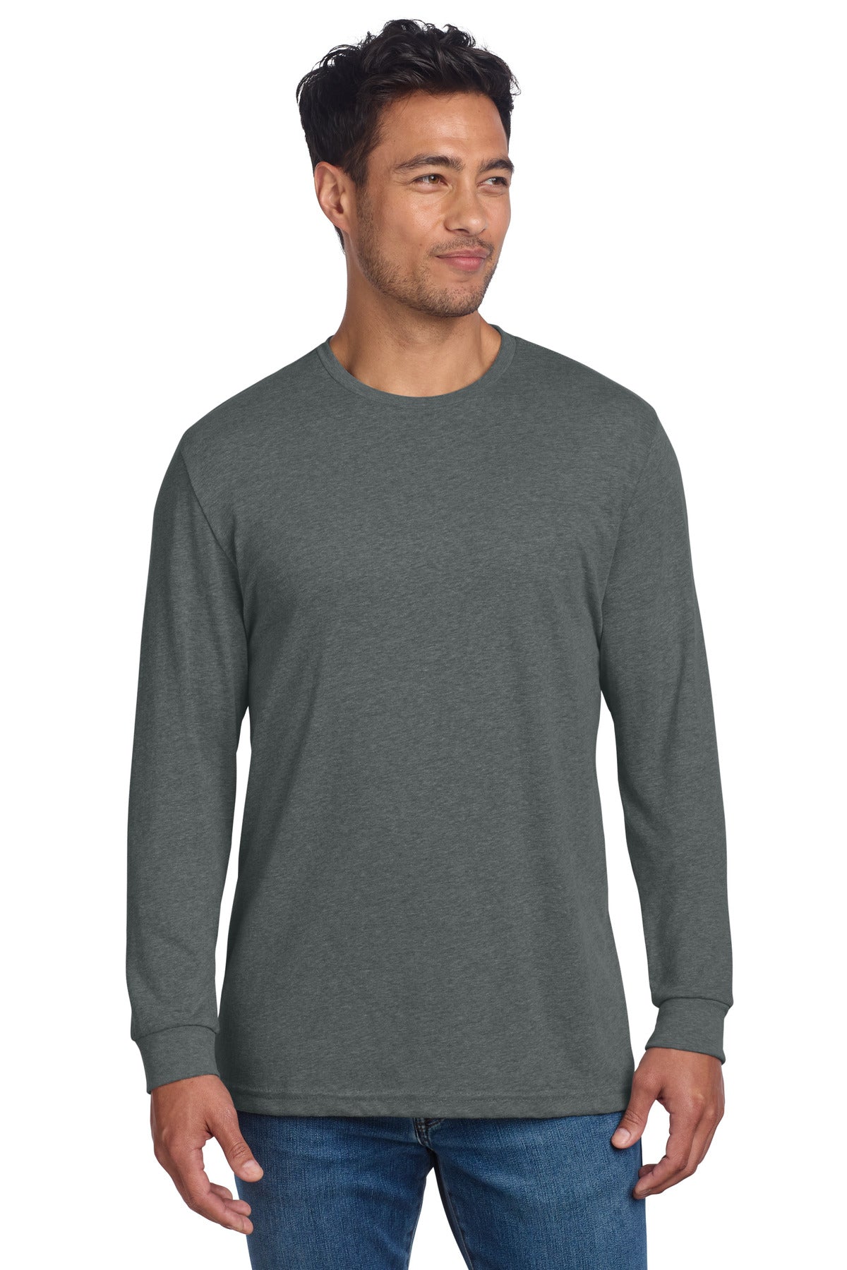 Next Level Apparel Adult CVC Long Sleeve Tee NL6211 in Heather Heavy Metal