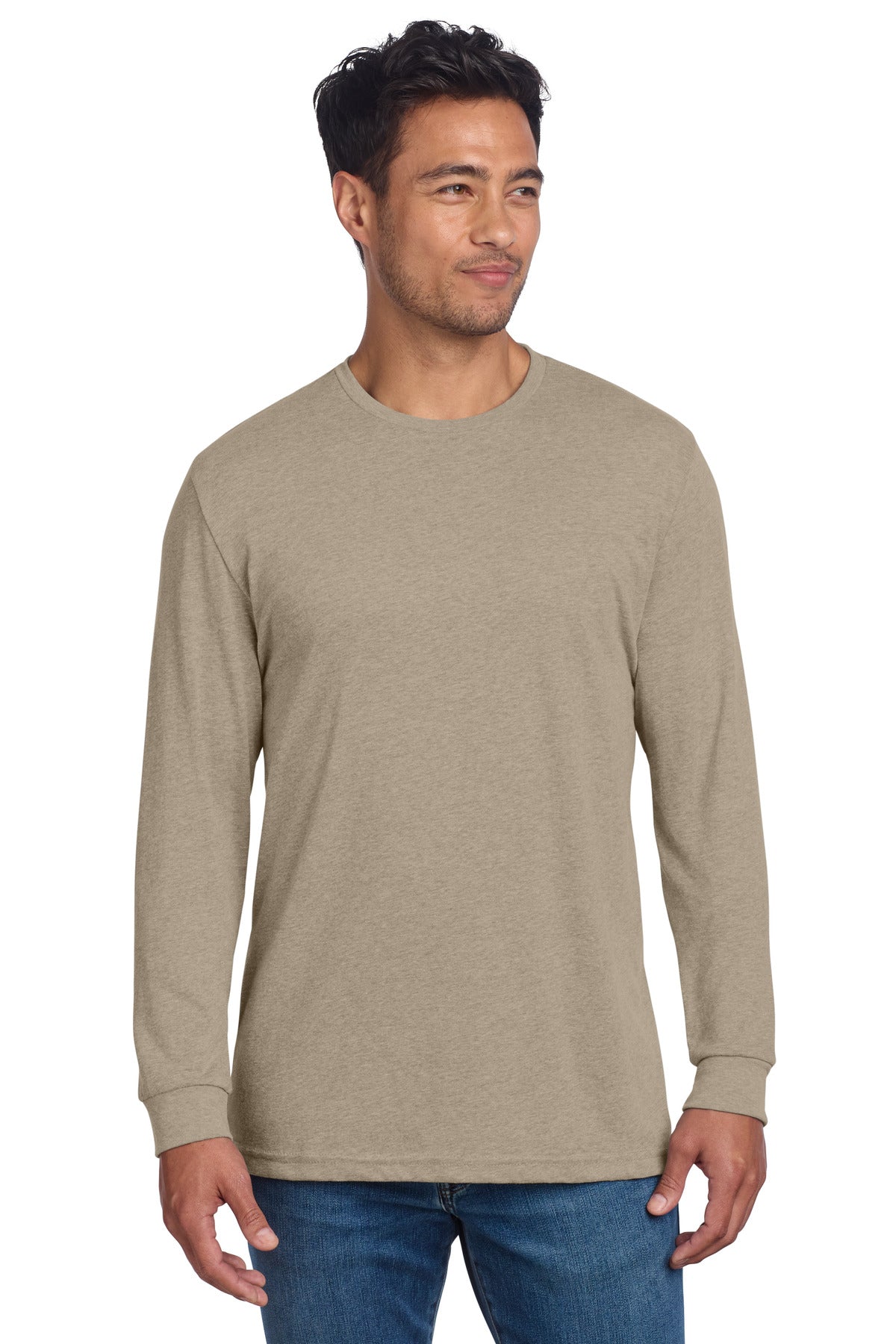 Next Level Apparel Adult CVC Long Sleeve Tee NL6211 in Heather Tan