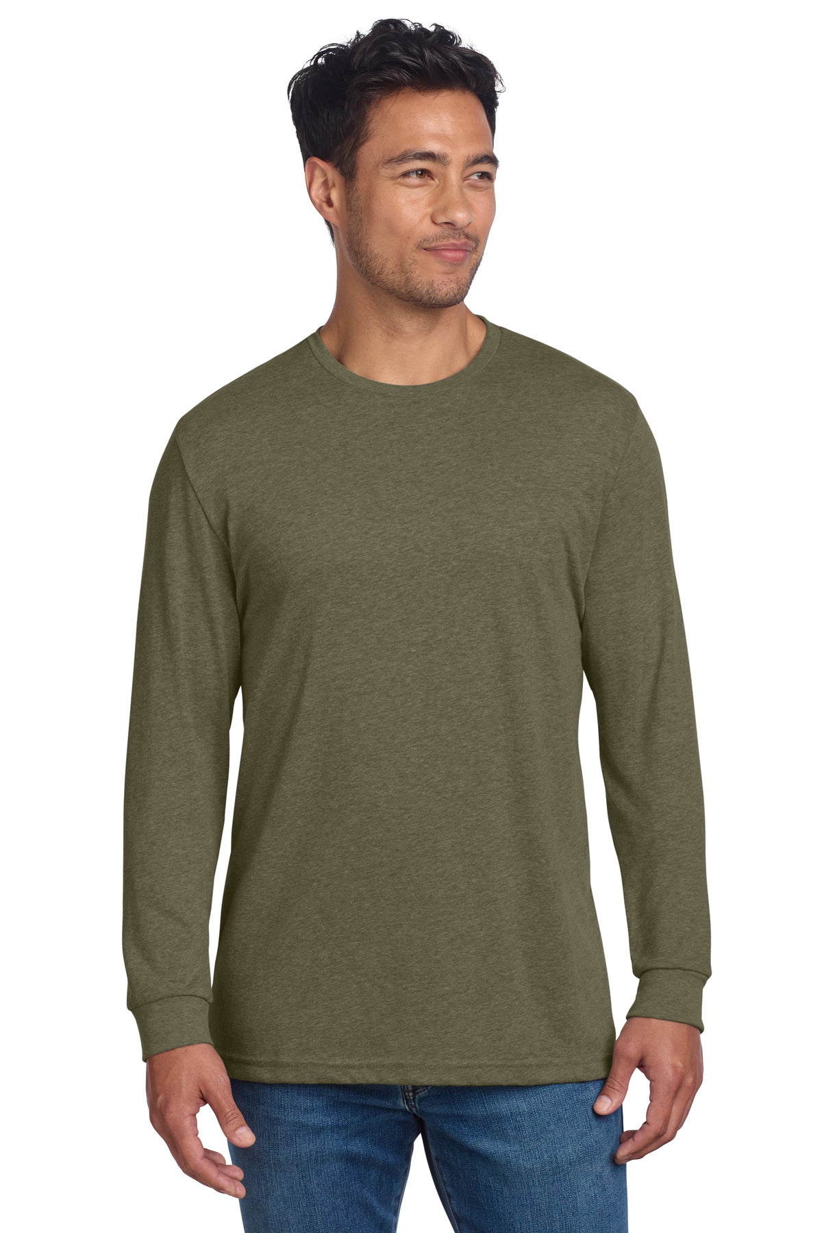 Next Level Apparel Adult CVC Long Sleeve Tee NL6211 in Military Green