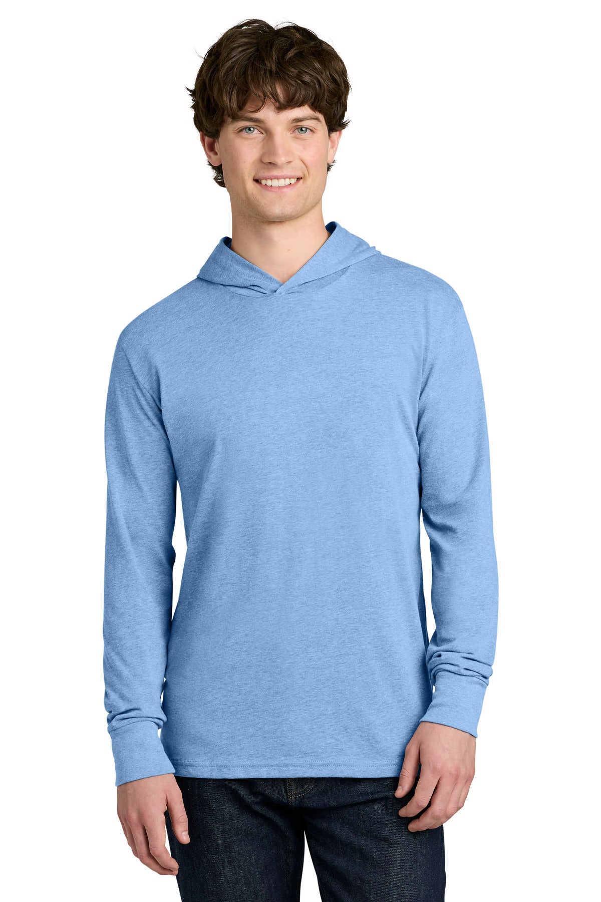 Next Level Apparel CVC Long Sleeve Hoodie NL6221 in Heather Columbia Blue