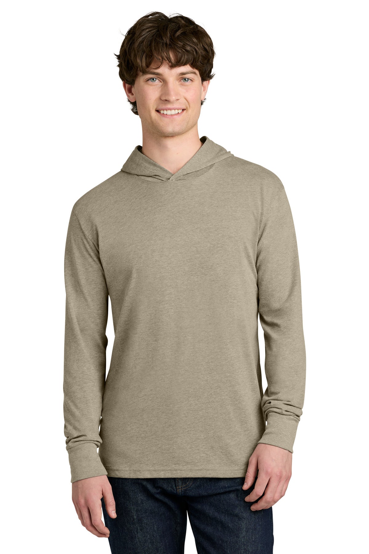 Next Level Apparel CVC Long Sleeve Hoodie NL6221 in Heather Tan