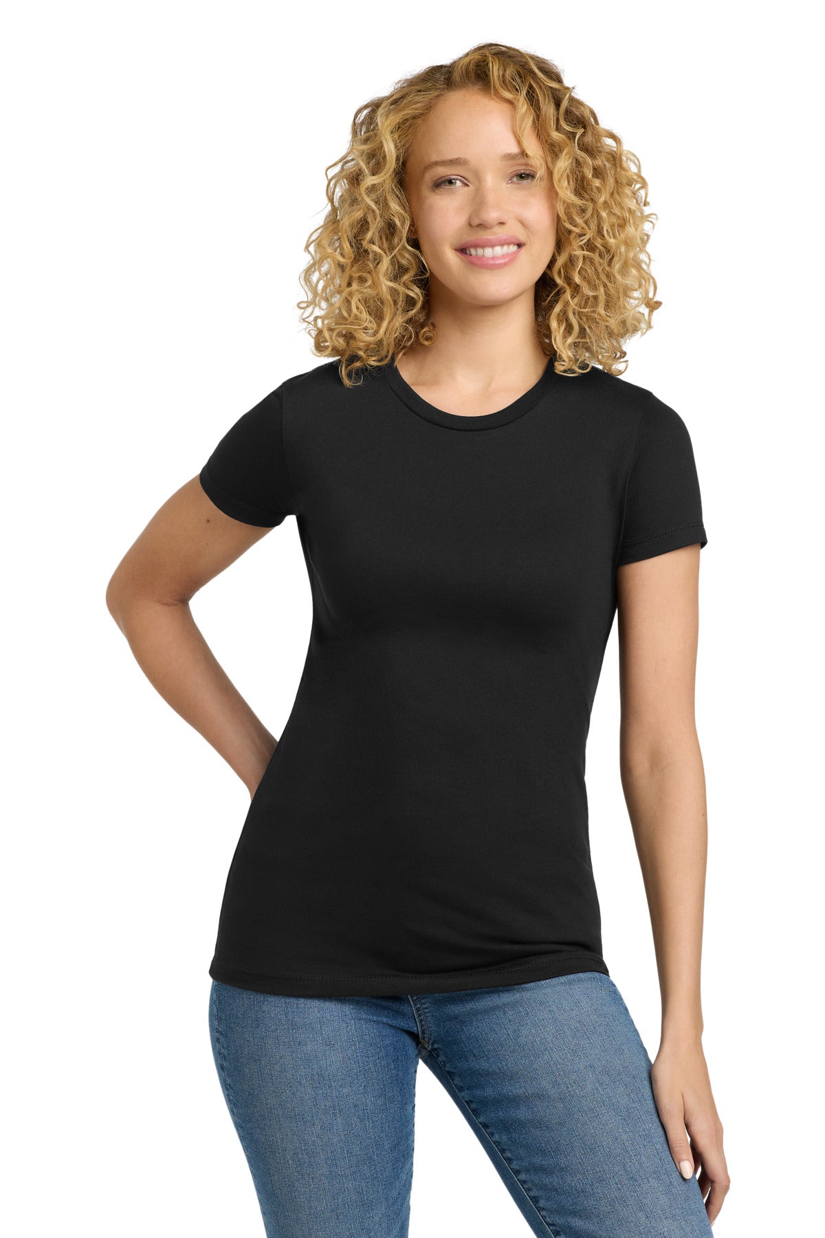 Next Level Apparel  Women's CVC Tee. NL6610 in Black