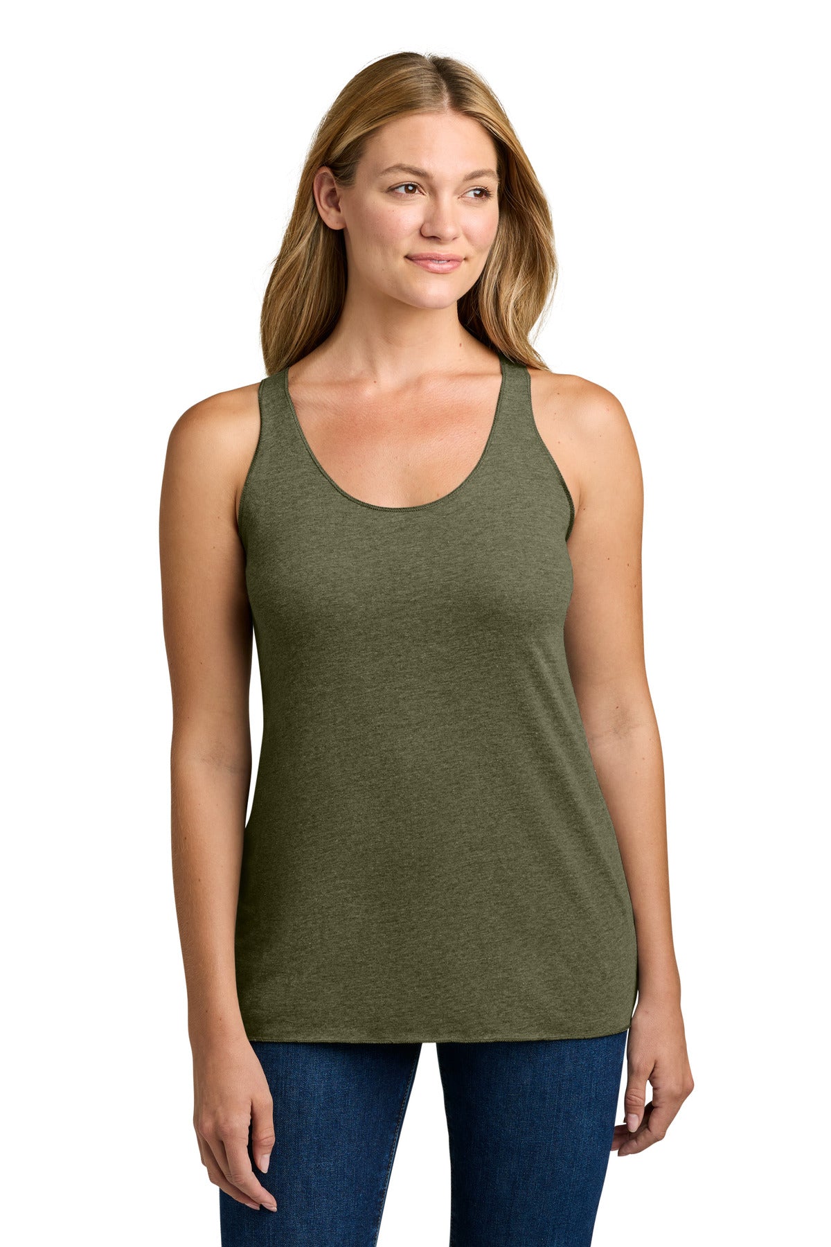 Next Level Apparel  Women's Tri-Blend Racerback Tank. NL6733 in Military Green