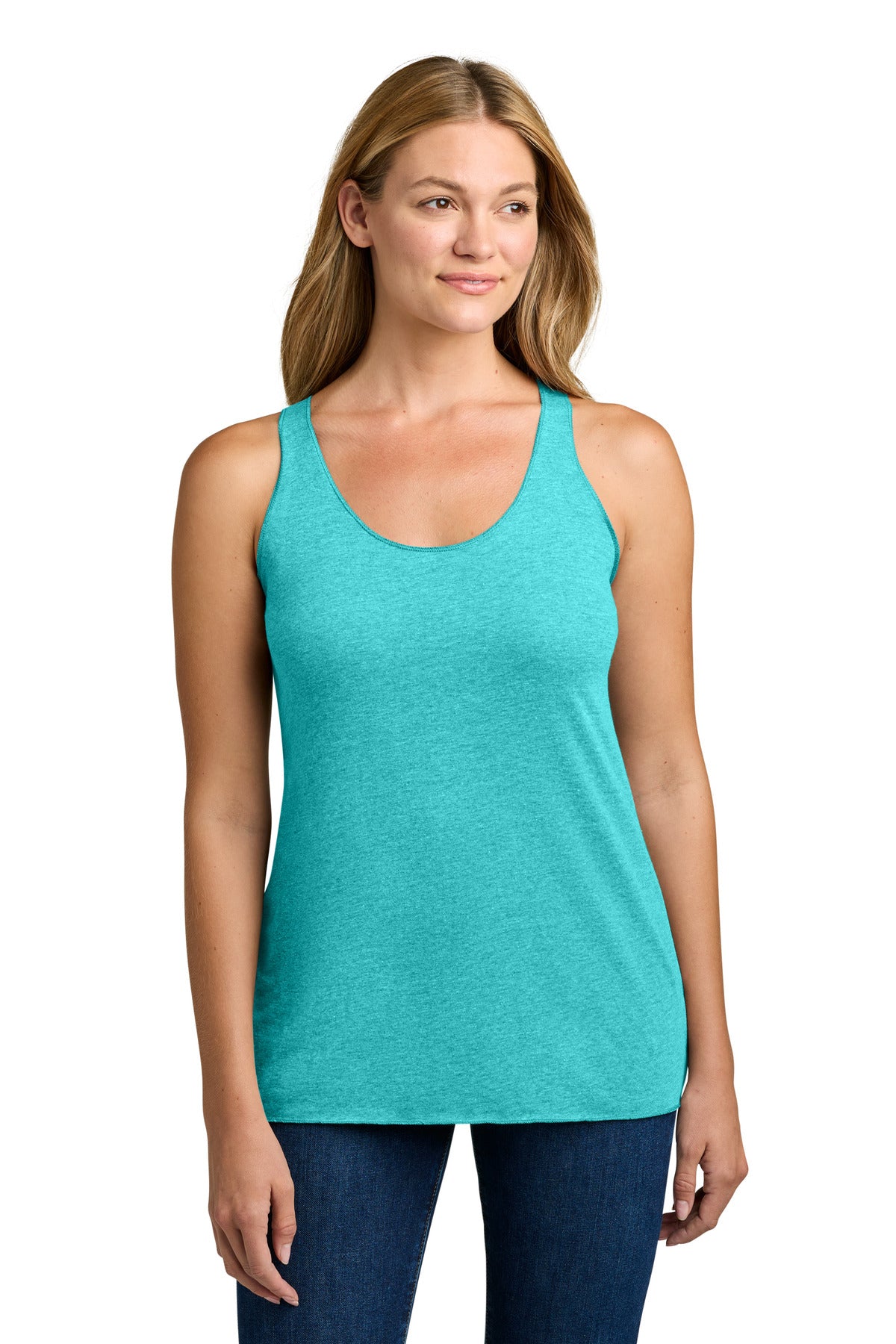 Next Level Apparel  Women's Tri-Blend Racerback Tank. NL6733 in Tahiti Blue