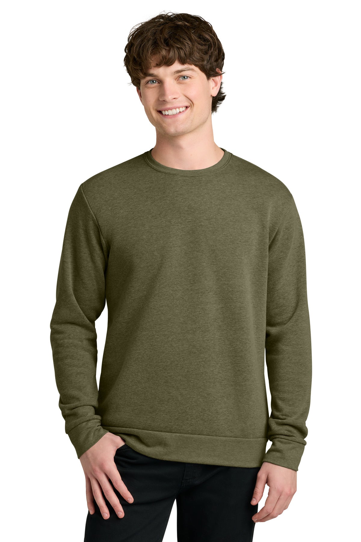 Next Level Apparel Adult Malibu Crewneck Sweatshirt NL9002 in Heather Military Green