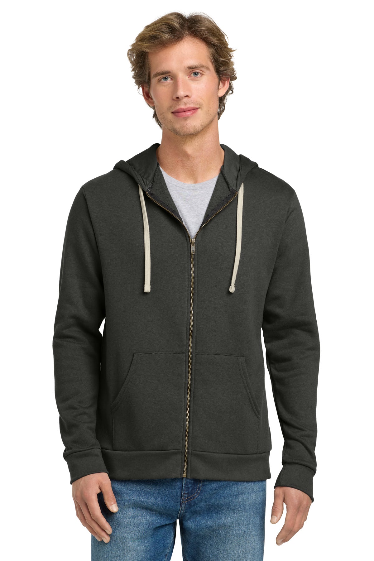 Next Level Apparel Adult Santa Barbara Zip Hoodie. NL9602 in Heavy Metal