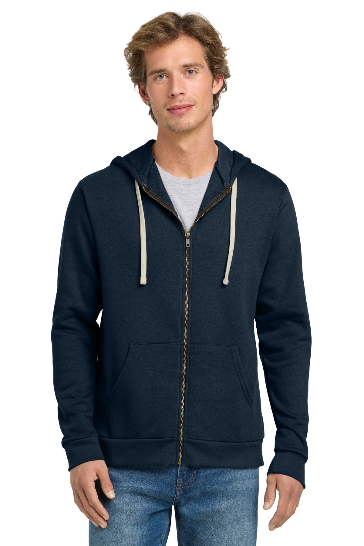 Next Level Apparel Adult Santa Barbara Zip Hoodie. NL9602 in Midnight Navy