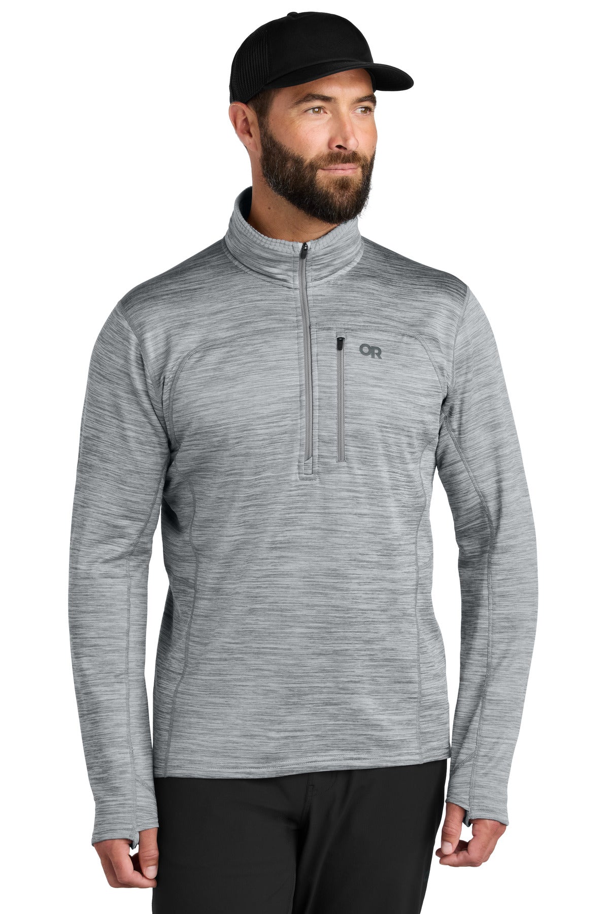 LIMITED EDITION Outdoor Research Tech Grid 1/4-Zip Fleece OR322267 in Grey Heather