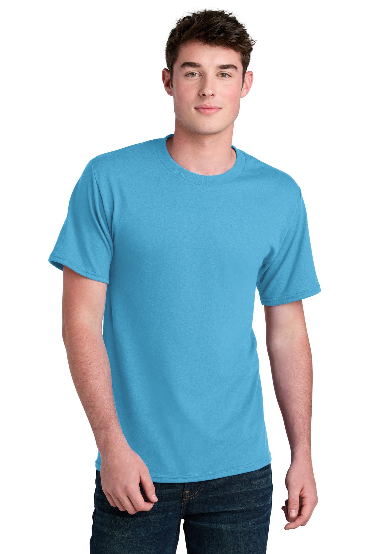 Port & Co Core Blend Recycled Tee PC01 in Aquatic Blue