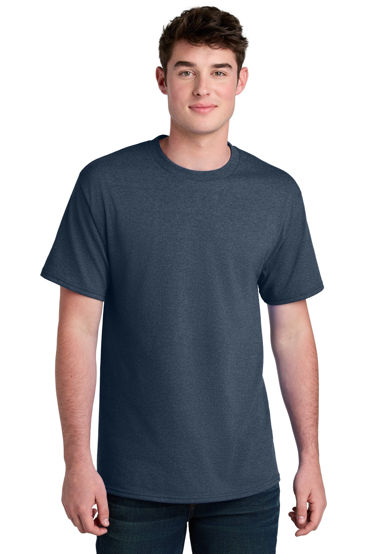 Port & Co Core Blend Recycled Tee PC01 in Navy Blue Heather