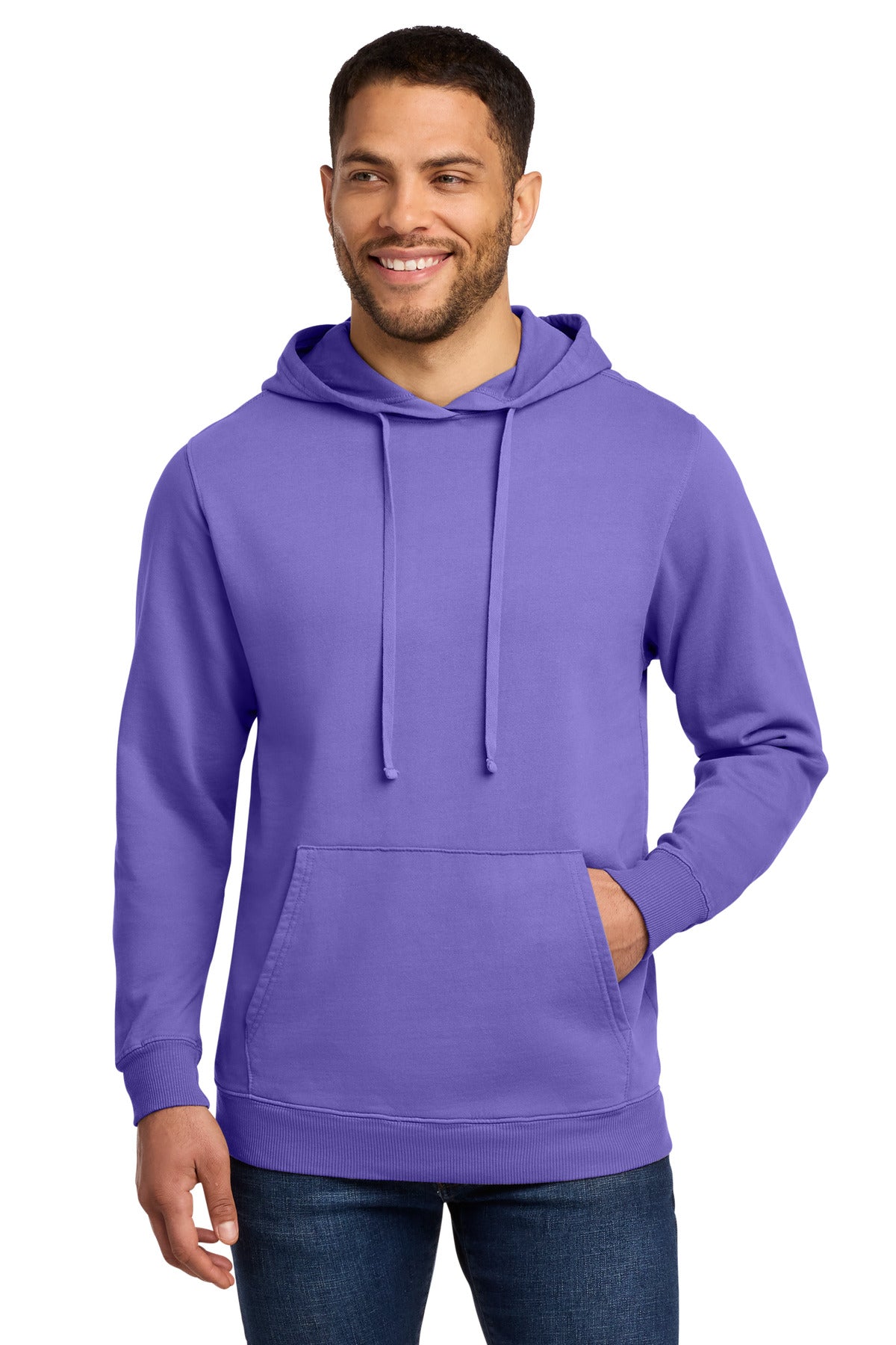 Port & Co Beach Wash Garment-Dyed Pullover Hooded Sweatshirt. PC098H in Amethyst