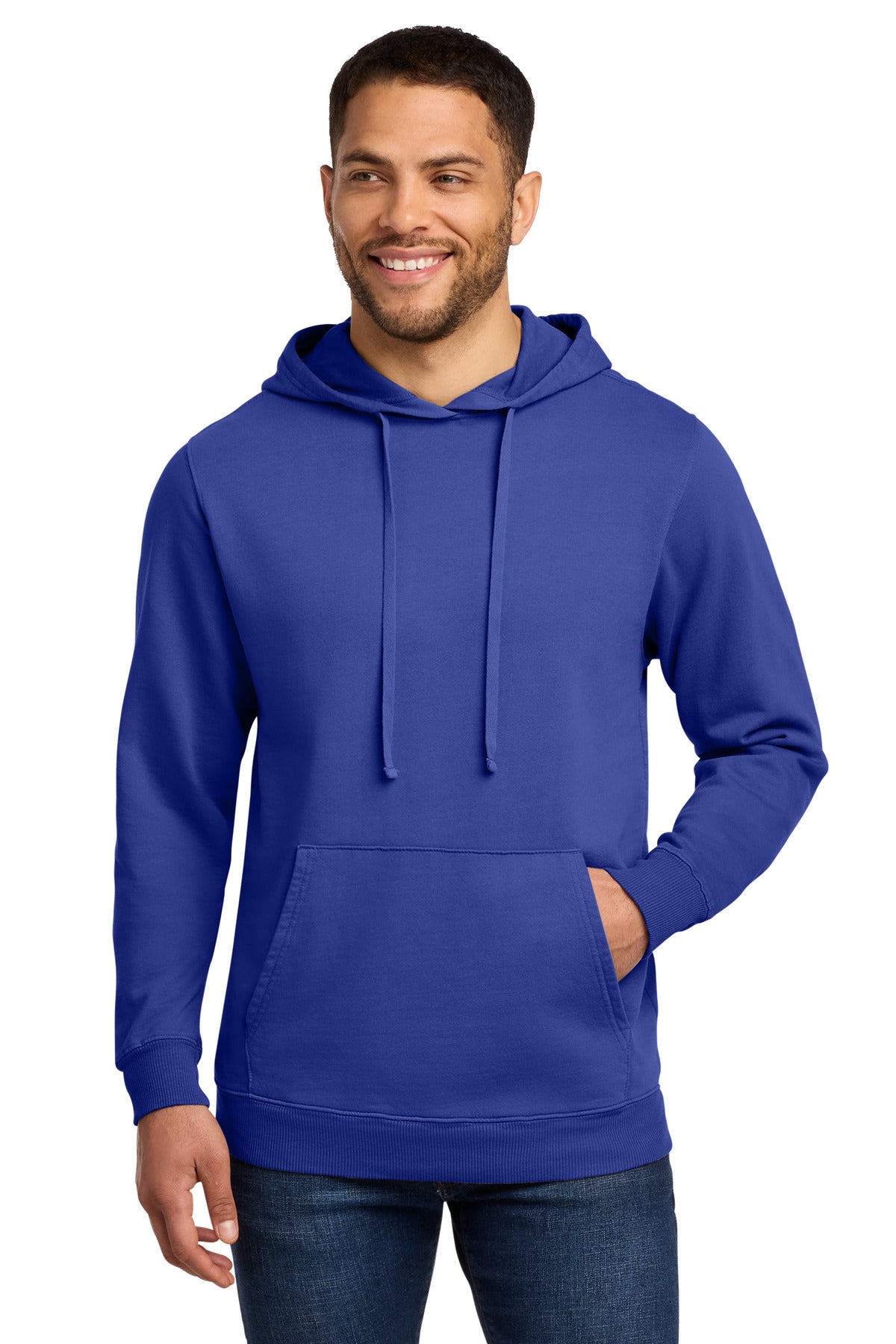 Port & Co Beach Wash Garment-Dyed Pullover Hooded Sweatshirt. PC098H in Blue Iris