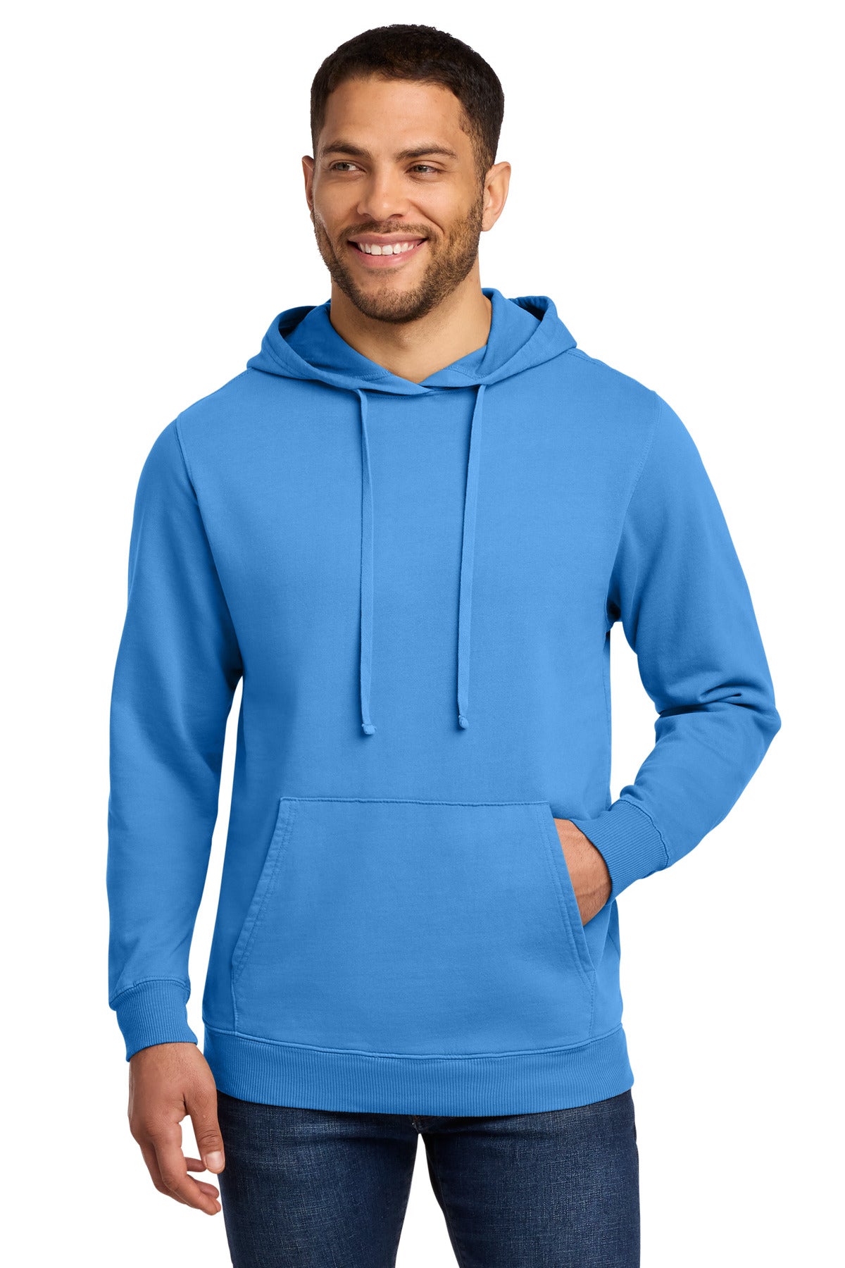 Port & Co Beach Wash Garment-Dyed Pullover Hooded Sweatshirt. PC098H in Blue Moon