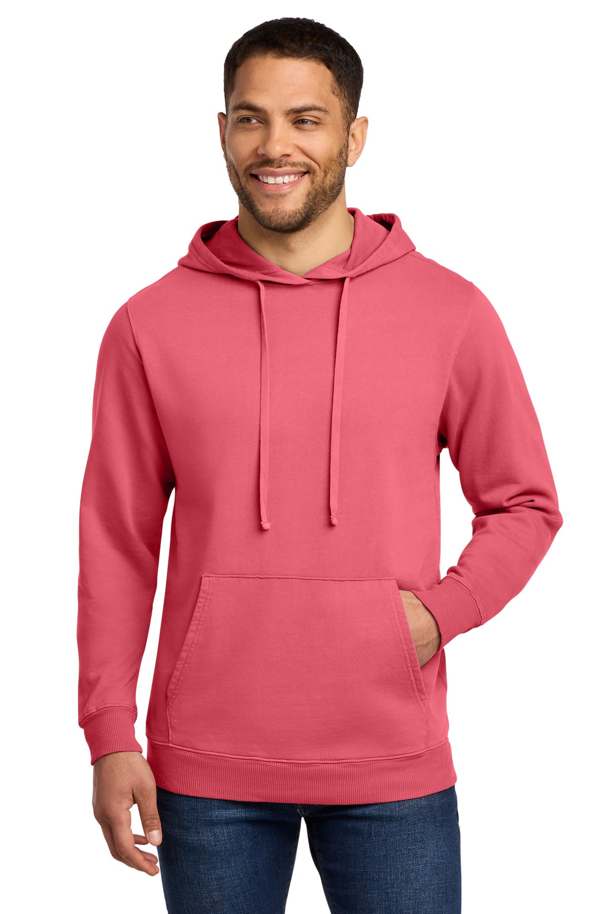 Port & Co Beach Wash Garment-Dyed Pullover Hooded Sweatshirt. PC098H in Fruit Punch