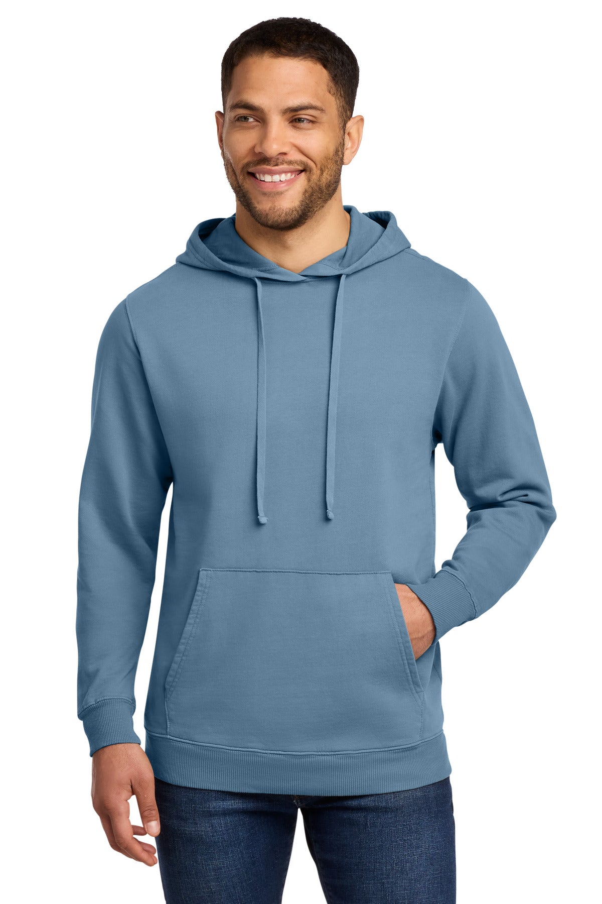Port & Co Beach Wash Garment-Dyed Pullover Hooded Sweatshirt. PC098H in Mist