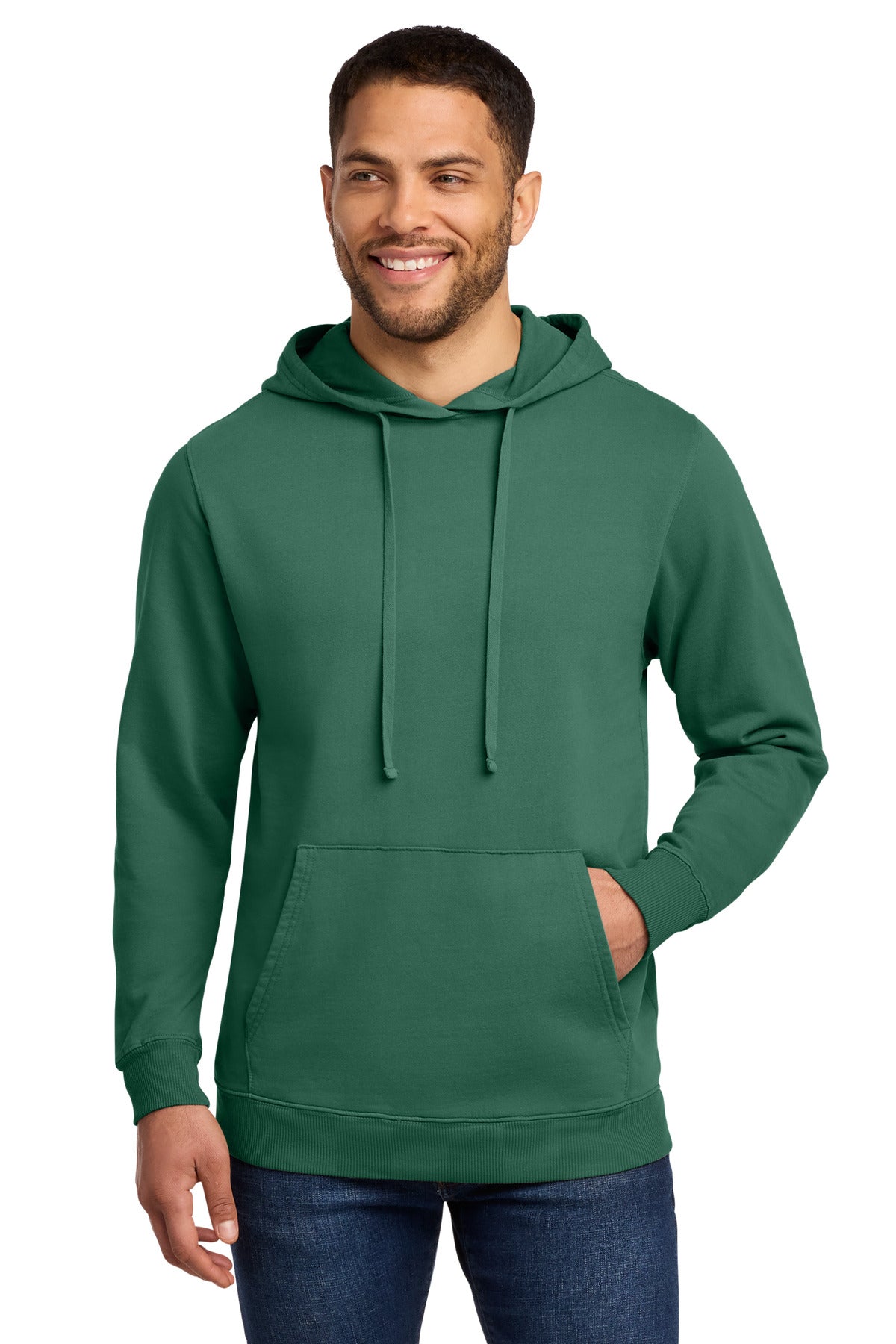 Port & Co Beach Wash Garment-Dyed Pullover Hooded Sweatshirt. PC098H in Nordic Green