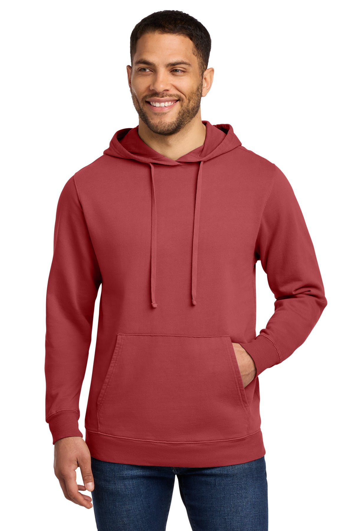 Port & Co Beach Wash Garment-Dyed Pullover Hooded Sweatshirt. PC098H in Red Rock