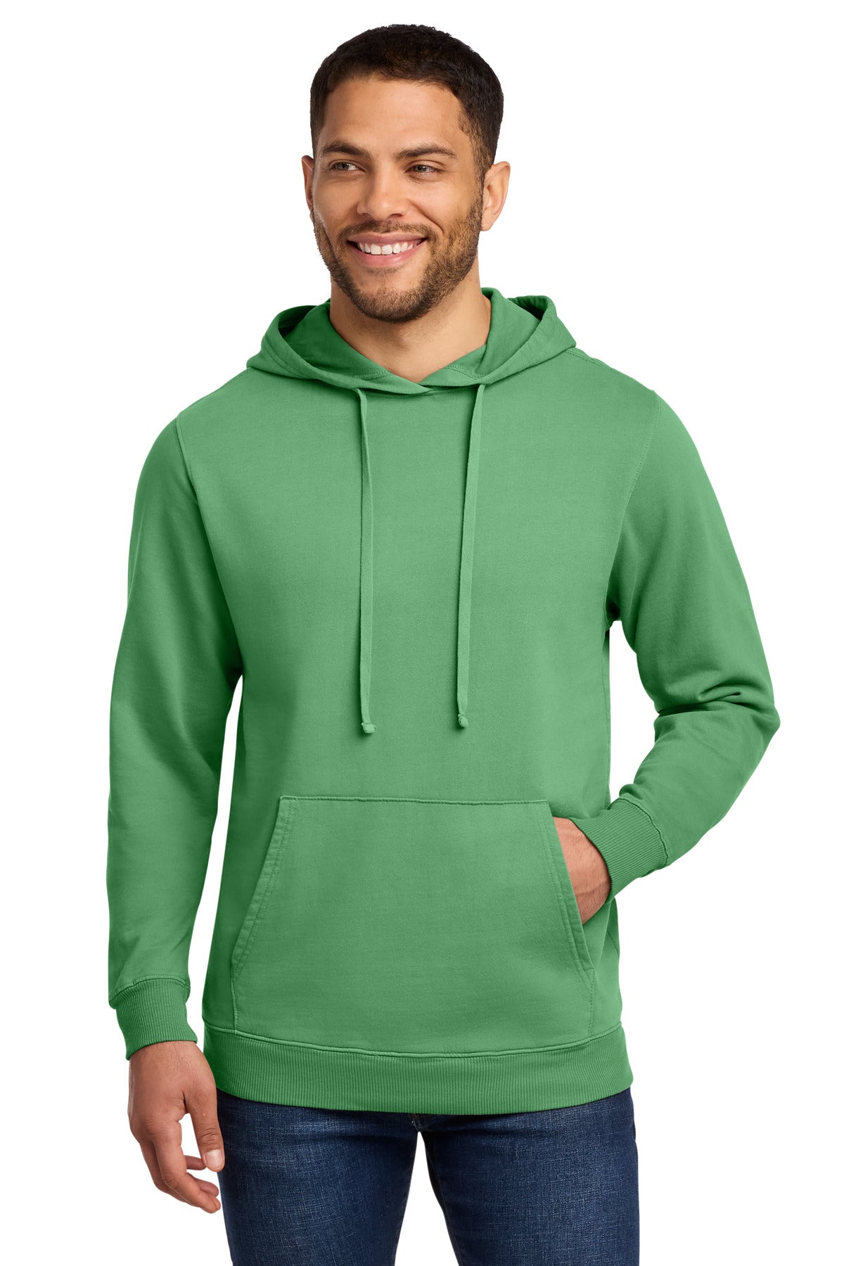Port & Co Beach Wash Garment-Dyed Pullover Hooded Sweatshirt. PC098H in Safari