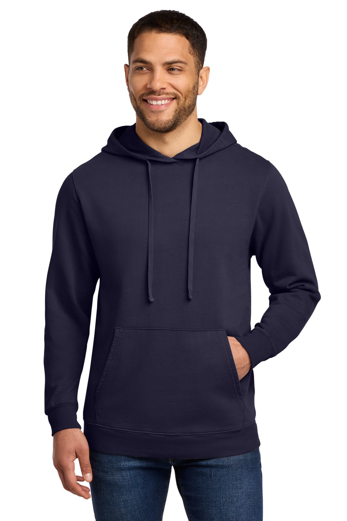 Port & Co Beach Wash Garment-Dyed Pullover Hooded Sweatshirt. PC098H in True Navy
