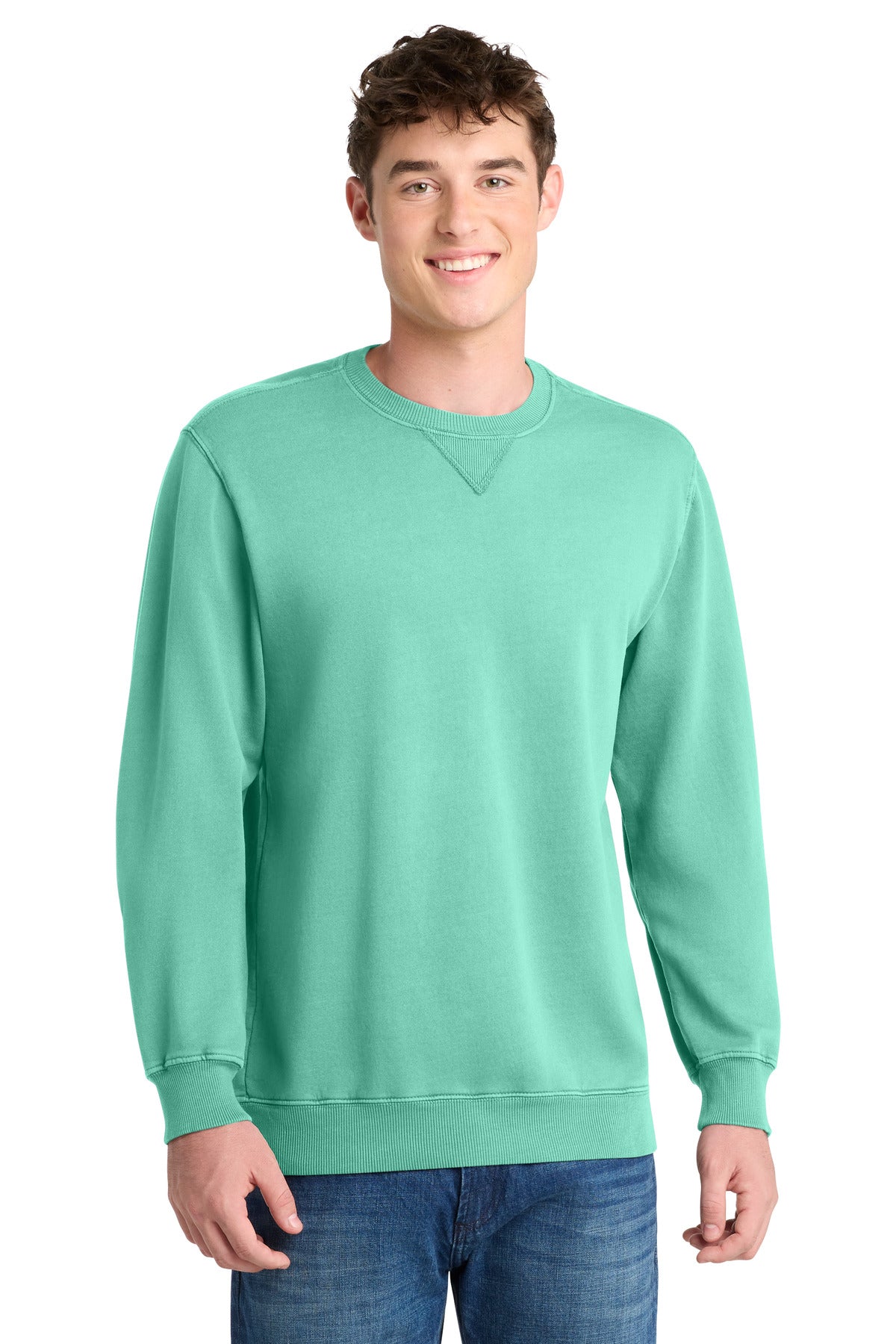 Port & Co Beach Wash Garment-Dyed Crewneck Sweatshirt PC098 in Cool Mint