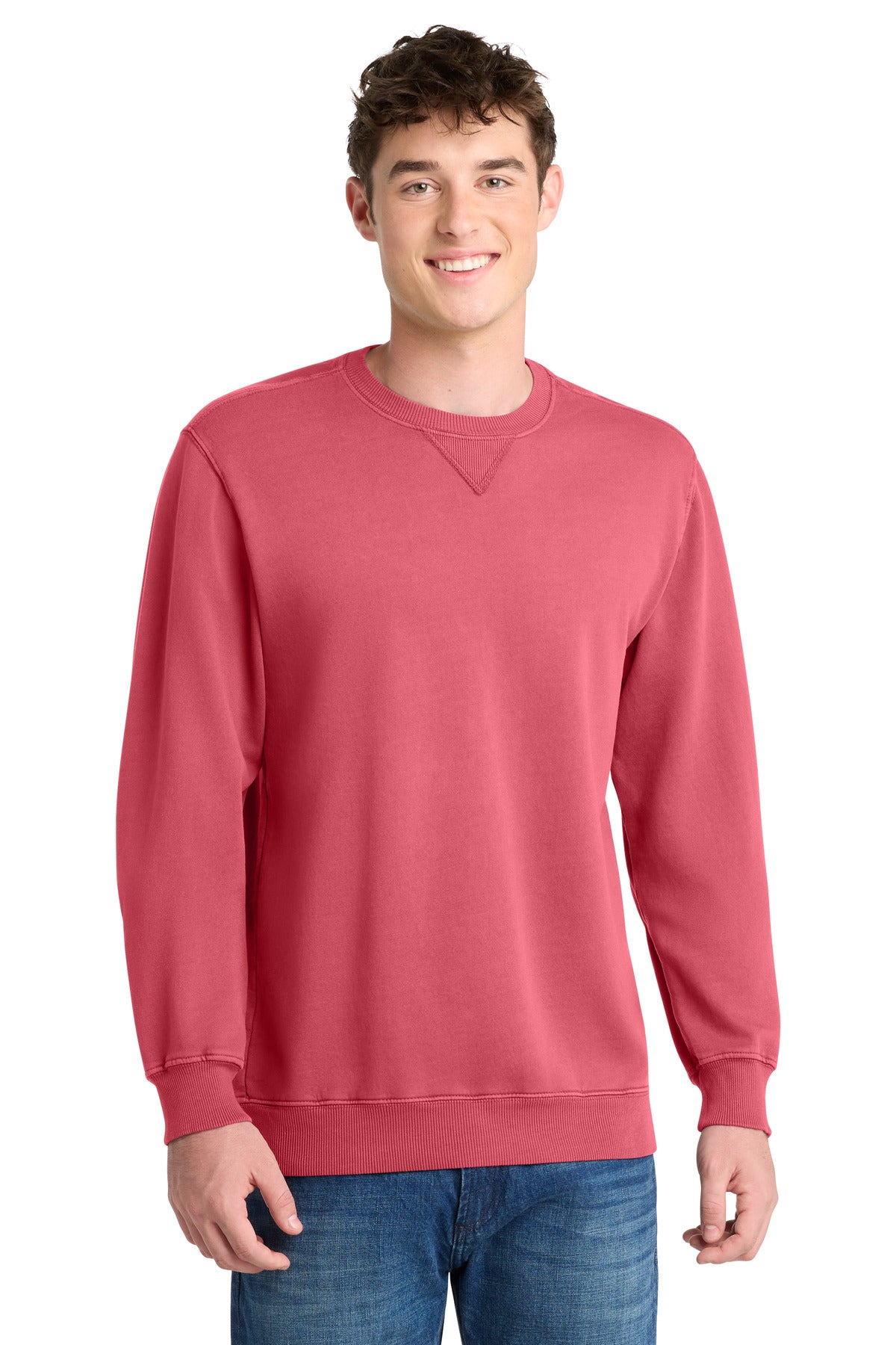 Port & Co Beach Wash Garment-Dyed Crewneck Sweatshirt PC098 in Fruit Punch