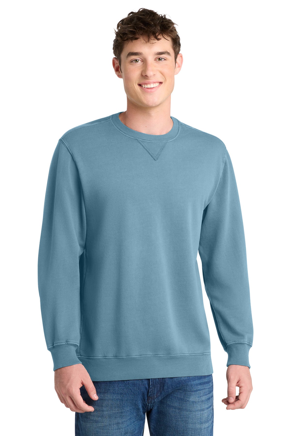 Port & Co Beach Wash Garment-Dyed Crewneck Sweatshirt PC098 in Mist