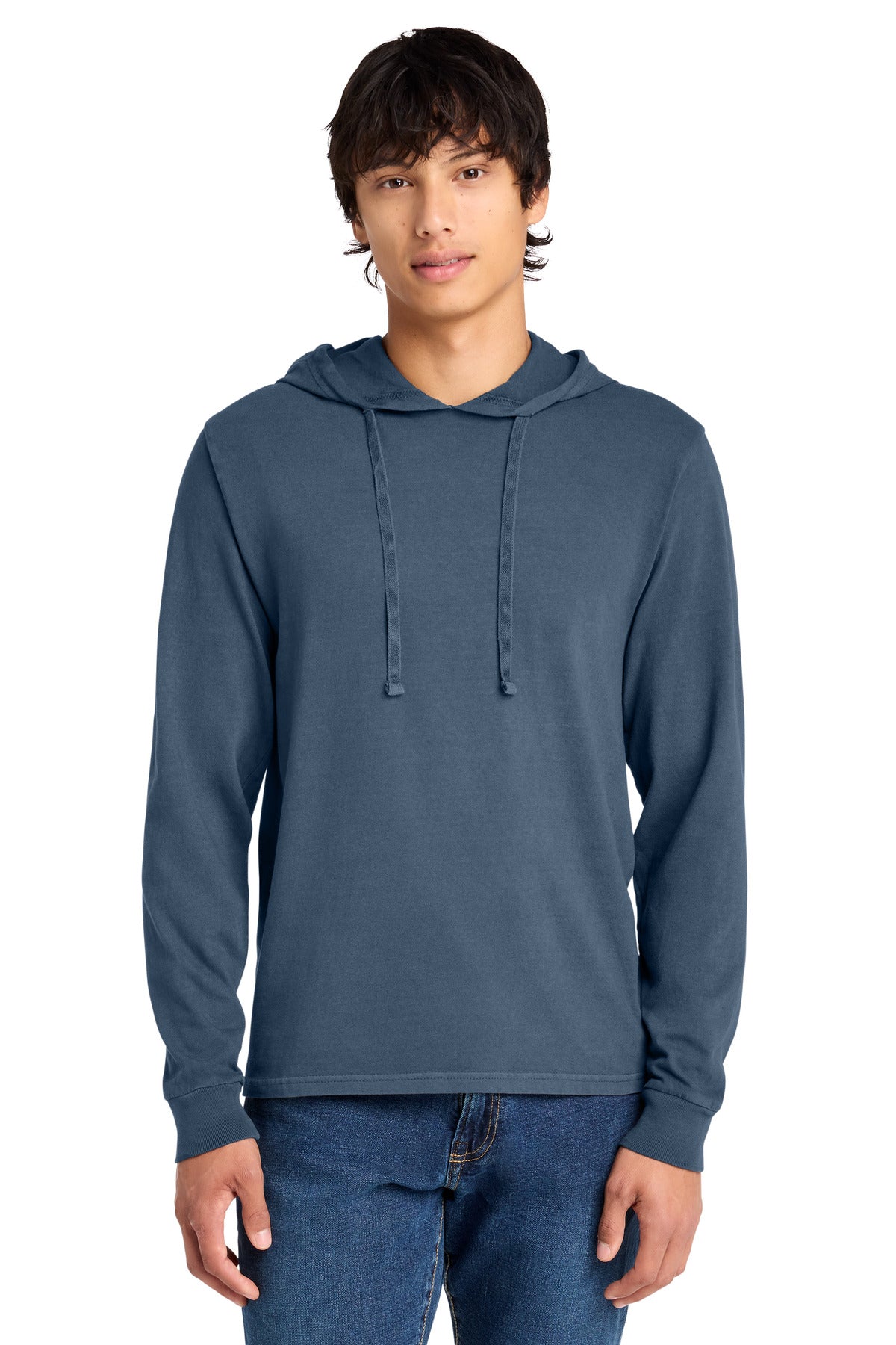 Port & Co Beach Wash Garment-Dyed Pullover Hooded Tee PC099H in Denim Blue