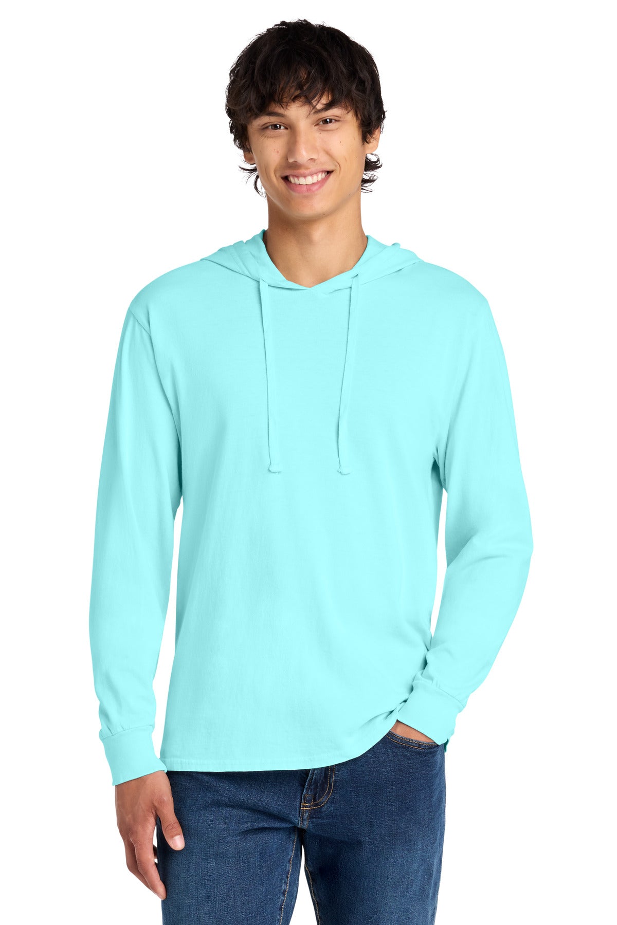 Port & Co Beach Wash Garment-Dyed Pullover Hooded Tee PC099H in Glacier