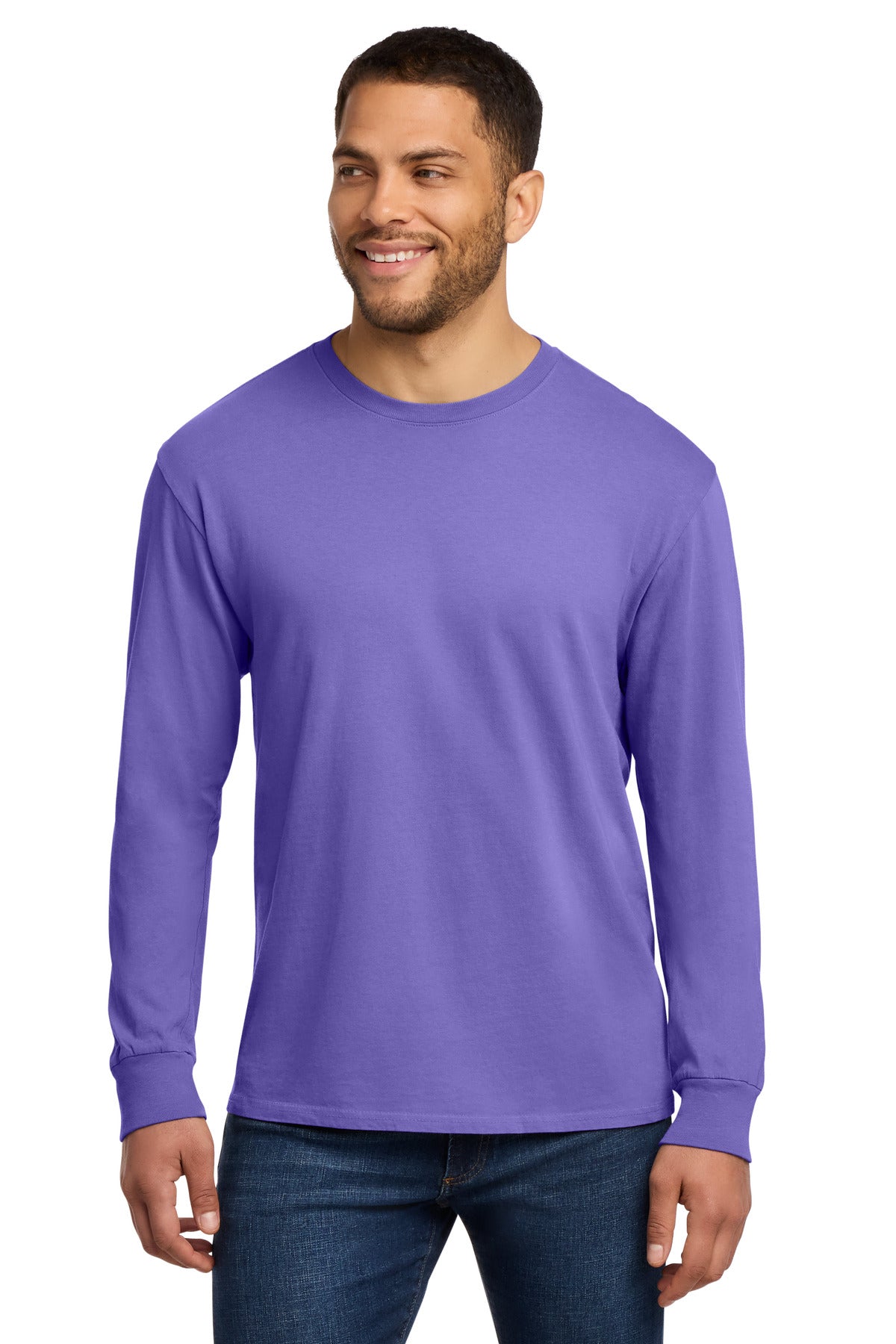 Port & Co Beach Wash Garment-Dyed Long Sleeve Tee PC099LS in Amethyst