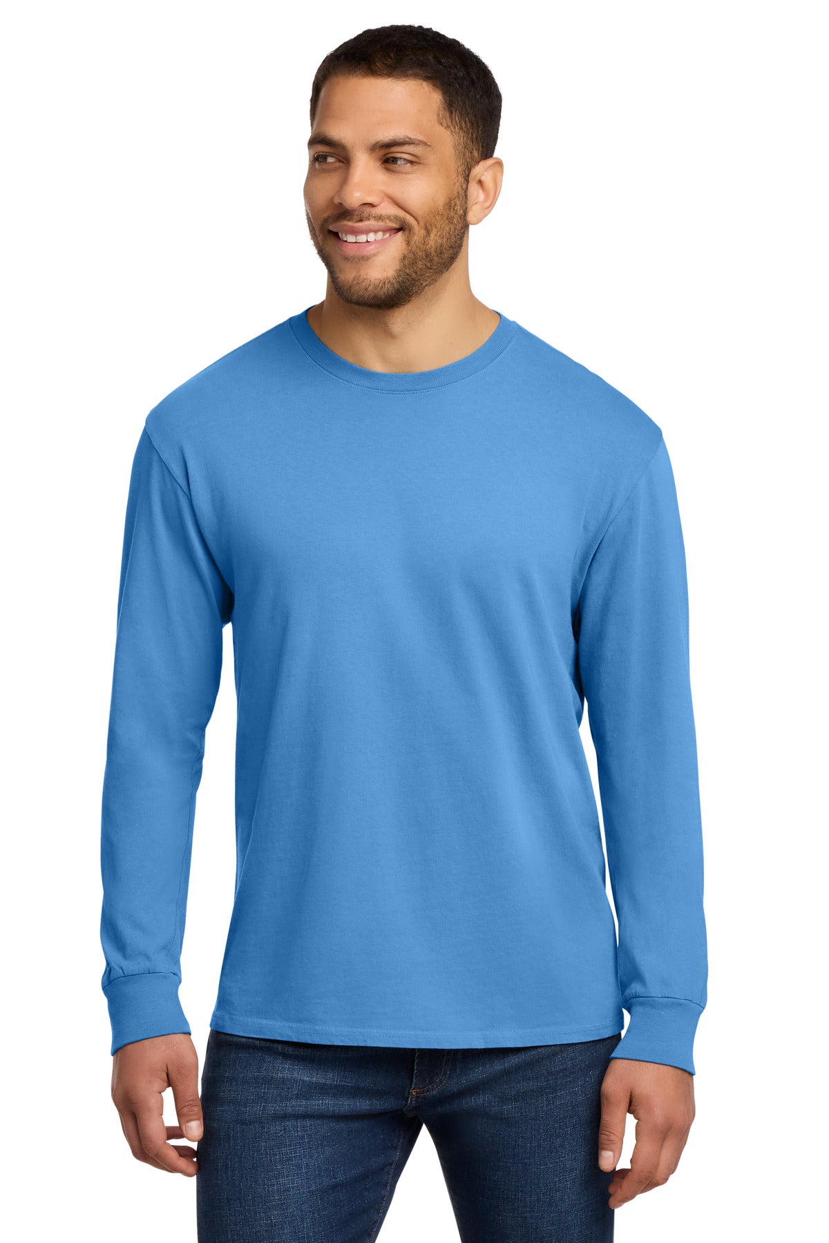 Port & Co Beach Wash Garment-Dyed Long Sleeve Tee PC099LS in Blue Moon