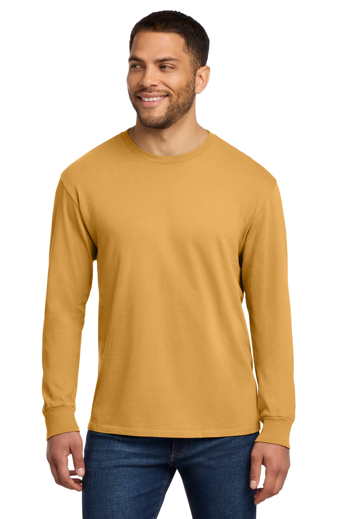 Port & Co Beach Wash Garment-Dyed Long Sleeve Tee PC099LS in Dijon