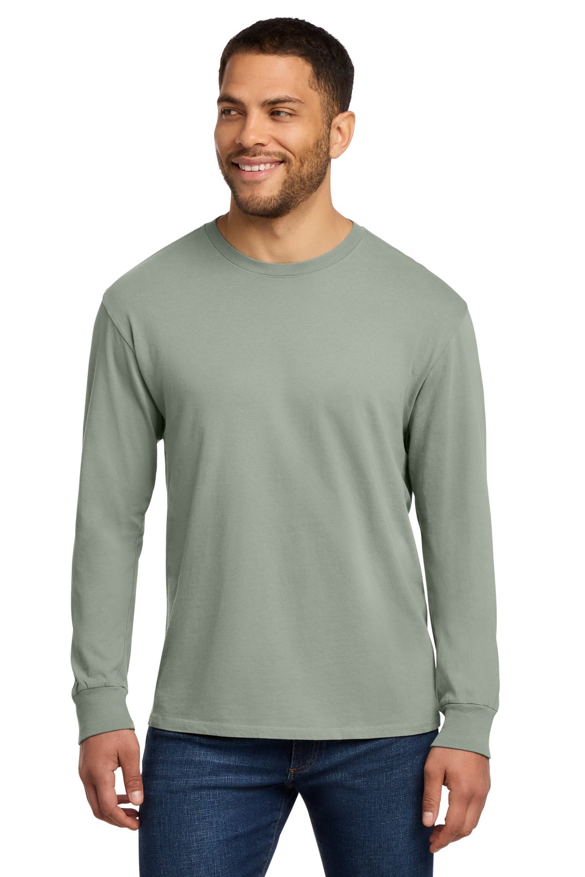 Port & Co Beach Wash Garment-Dyed Long Sleeve Tee PC099LS in Dove Grey