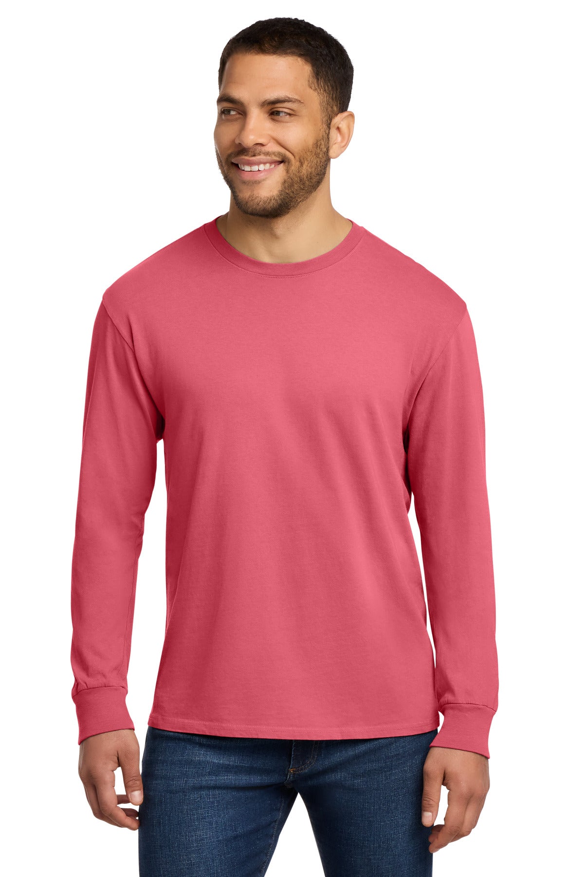 Port & Co Beach Wash Garment-Dyed Long Sleeve Tee PC099LS in Fruit Punch