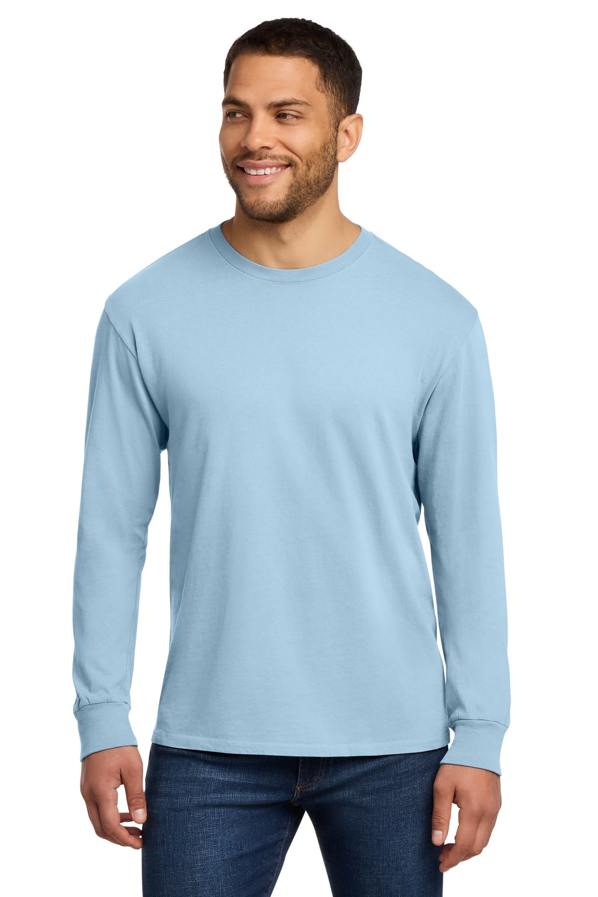 Port & Co Beach Wash Garment-Dyed Long Sleeve Tee PC099LS in Glacier