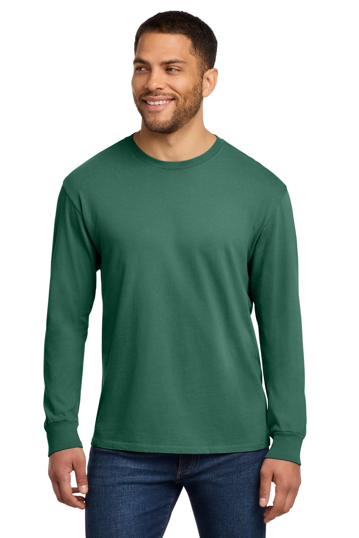 Port & Co Beach Wash Garment-Dyed Long Sleeve Tee PC099LS in Nordic Green