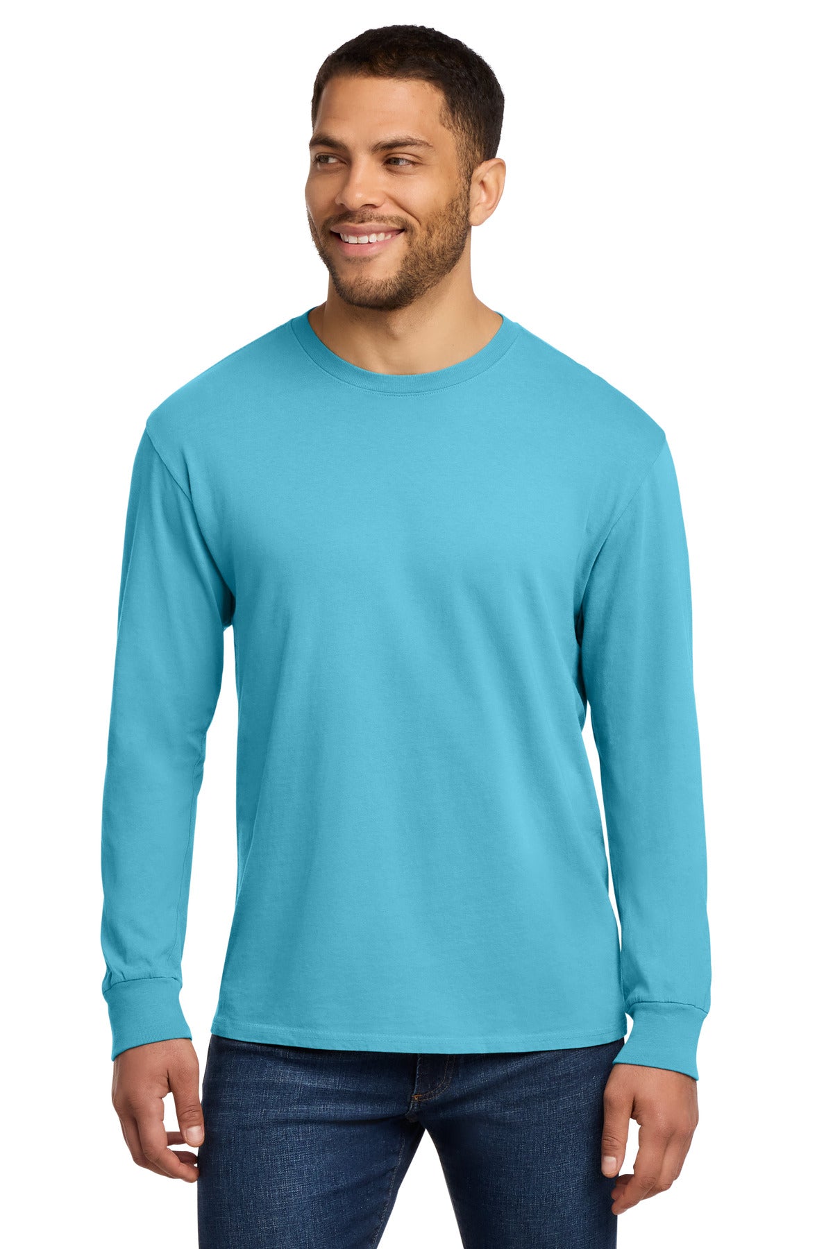 Port & Co Beach Wash Garment-Dyed Long Sleeve Tee PC099LS in Tidal Wave