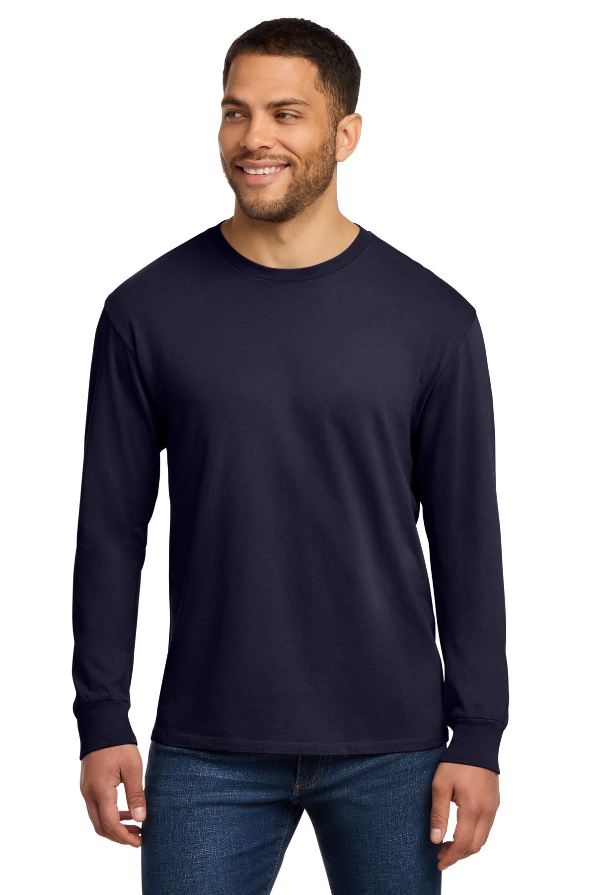 Port & Co Beach Wash Garment-Dyed Long Sleeve Tee PC099LS in True Navy